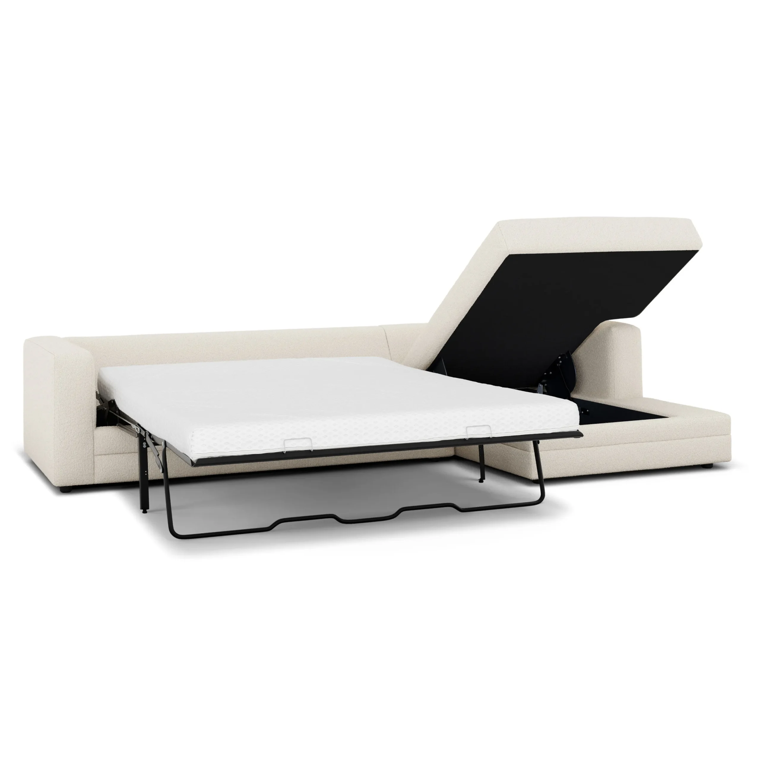 Riley 118_ Right Storage Sleeper Sectional - Ivory Wool Bouclé - Image 6