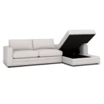 Riley 118_ Right Storage Sleeper Sectional - Napa White