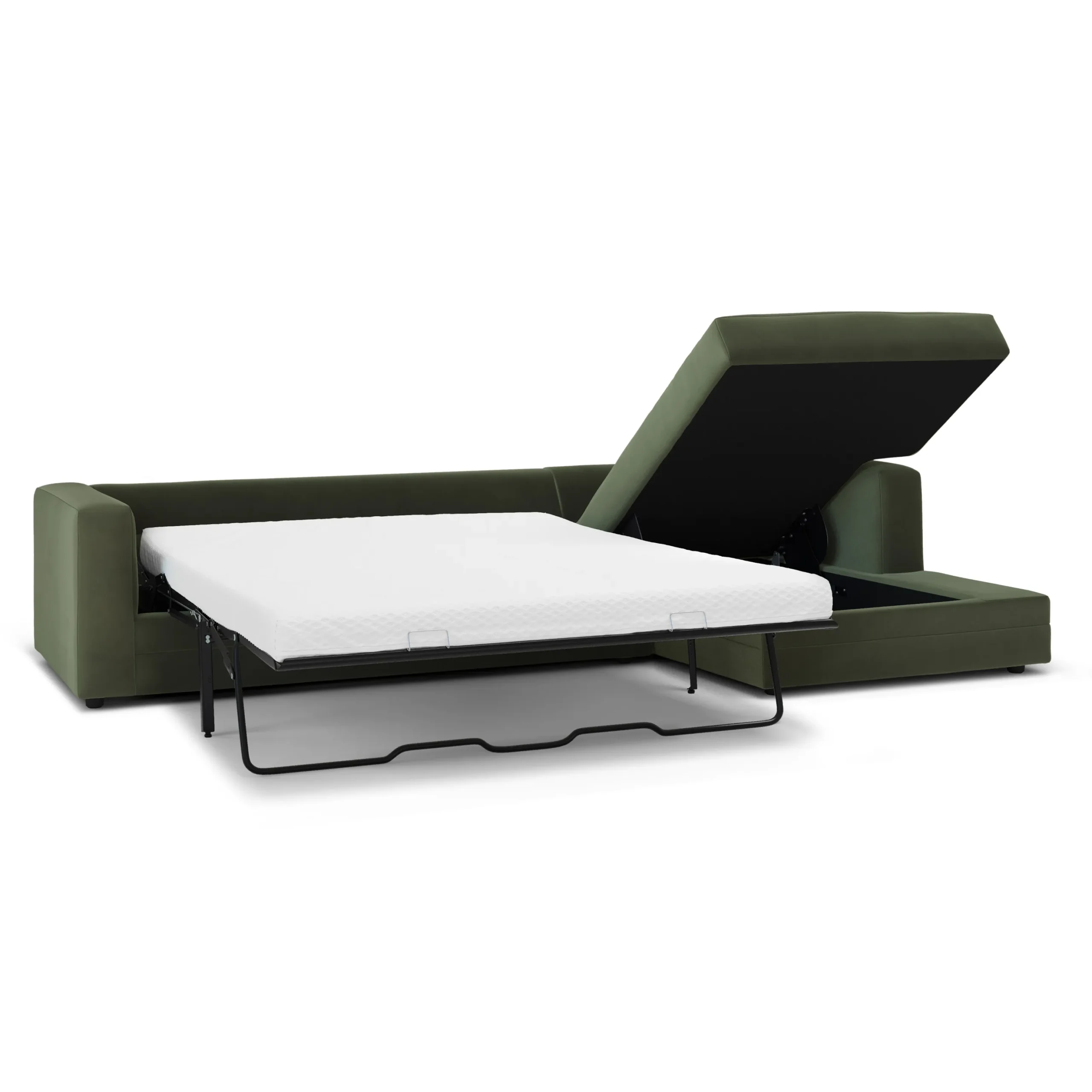 Riley 118_ Velvet Right Storage Sleeper Sectional - Hale Fir Green - Image 5