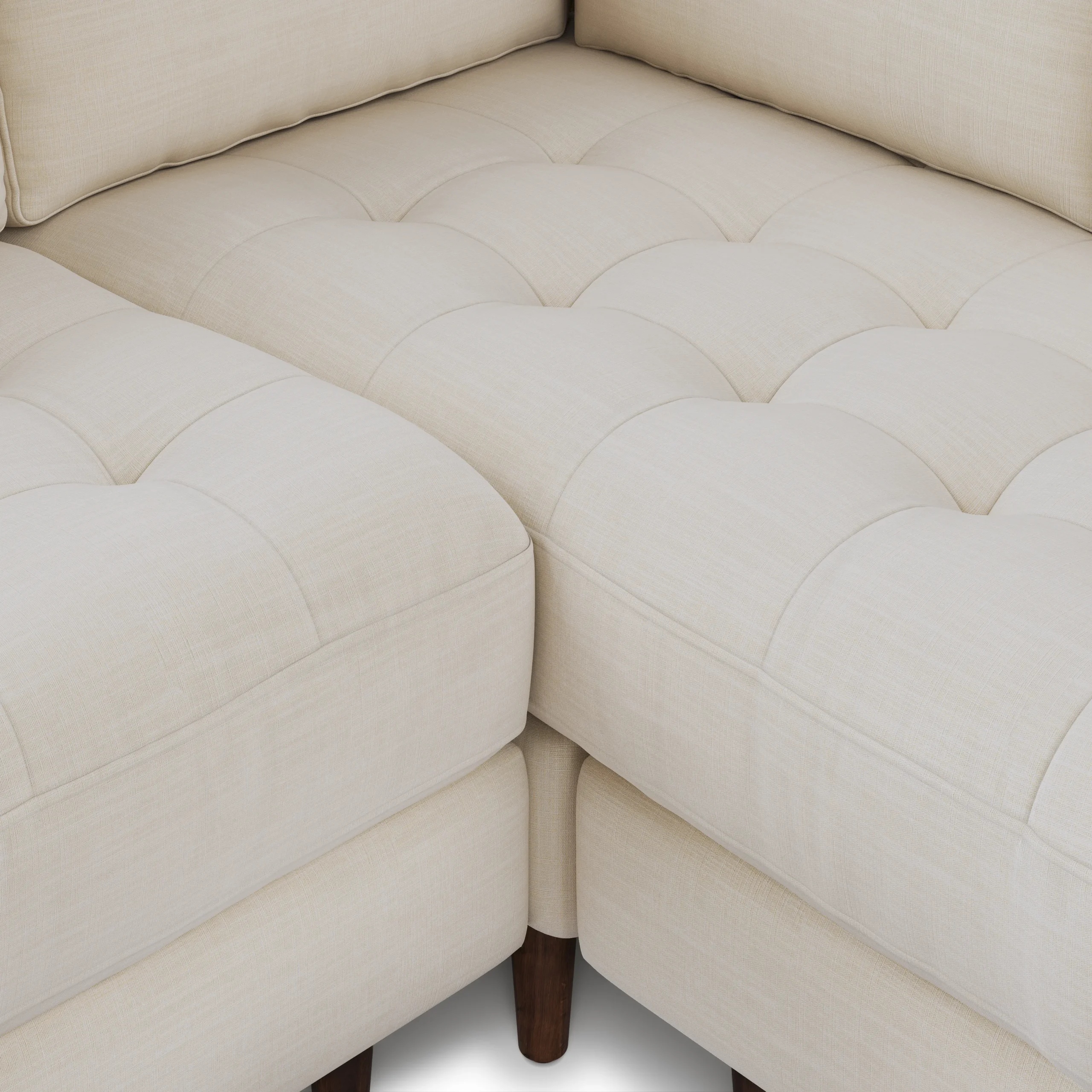 Sven 91_ Tufted Corner Sectional - Biscuit Cream - Image 8