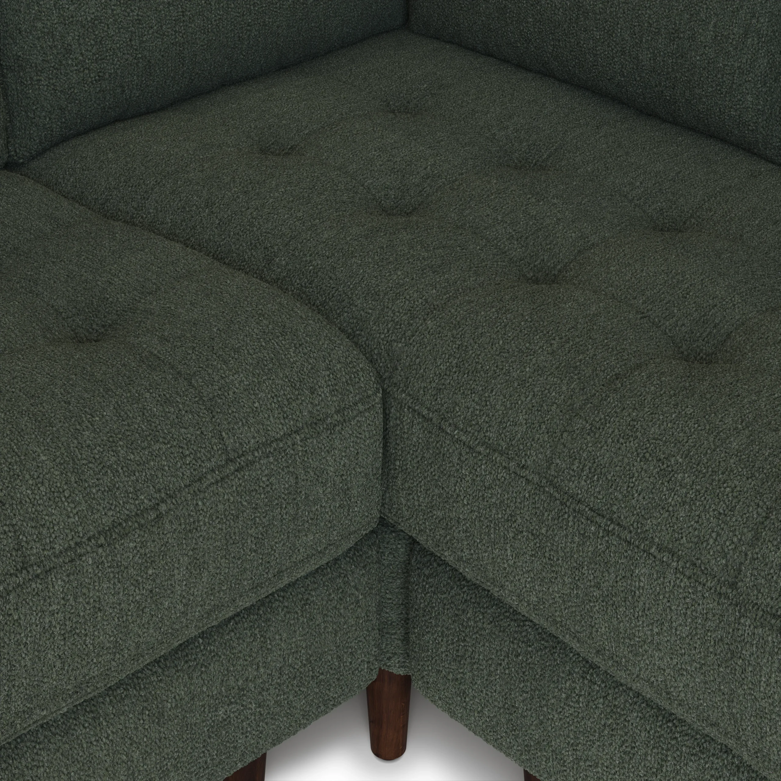 Sven 91_ Tufted Corner Sectional - Green Wool Bouclé - Image 8