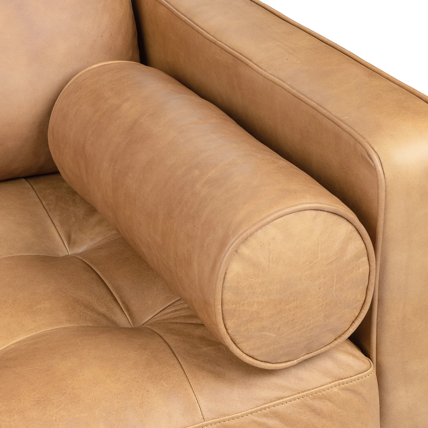 Sven 100_ Tufted Leather Left Sectional - Charme Tan - Image 8