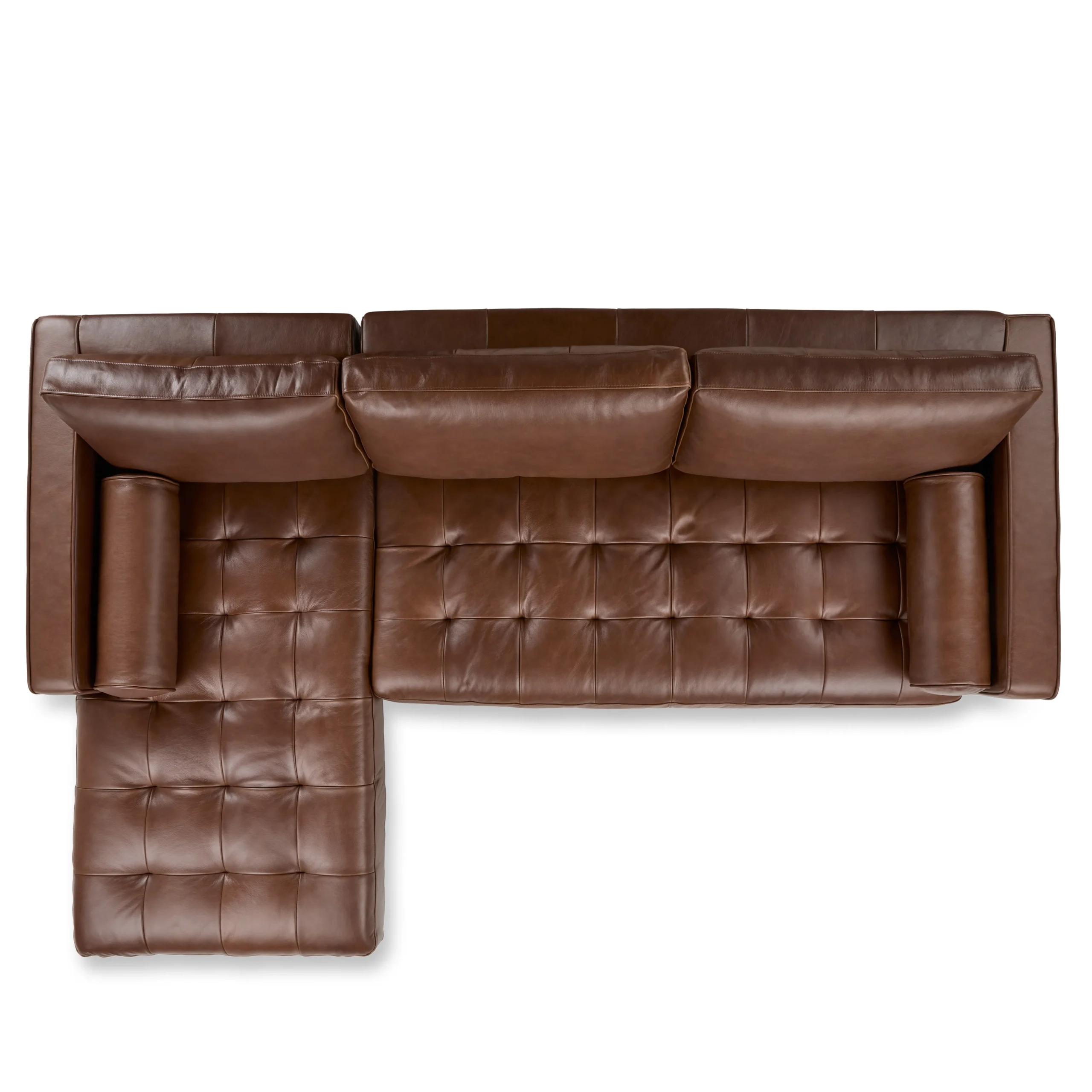 Sven 100_ Tufted Leather Left Sectional - Taos Brown - Image 8