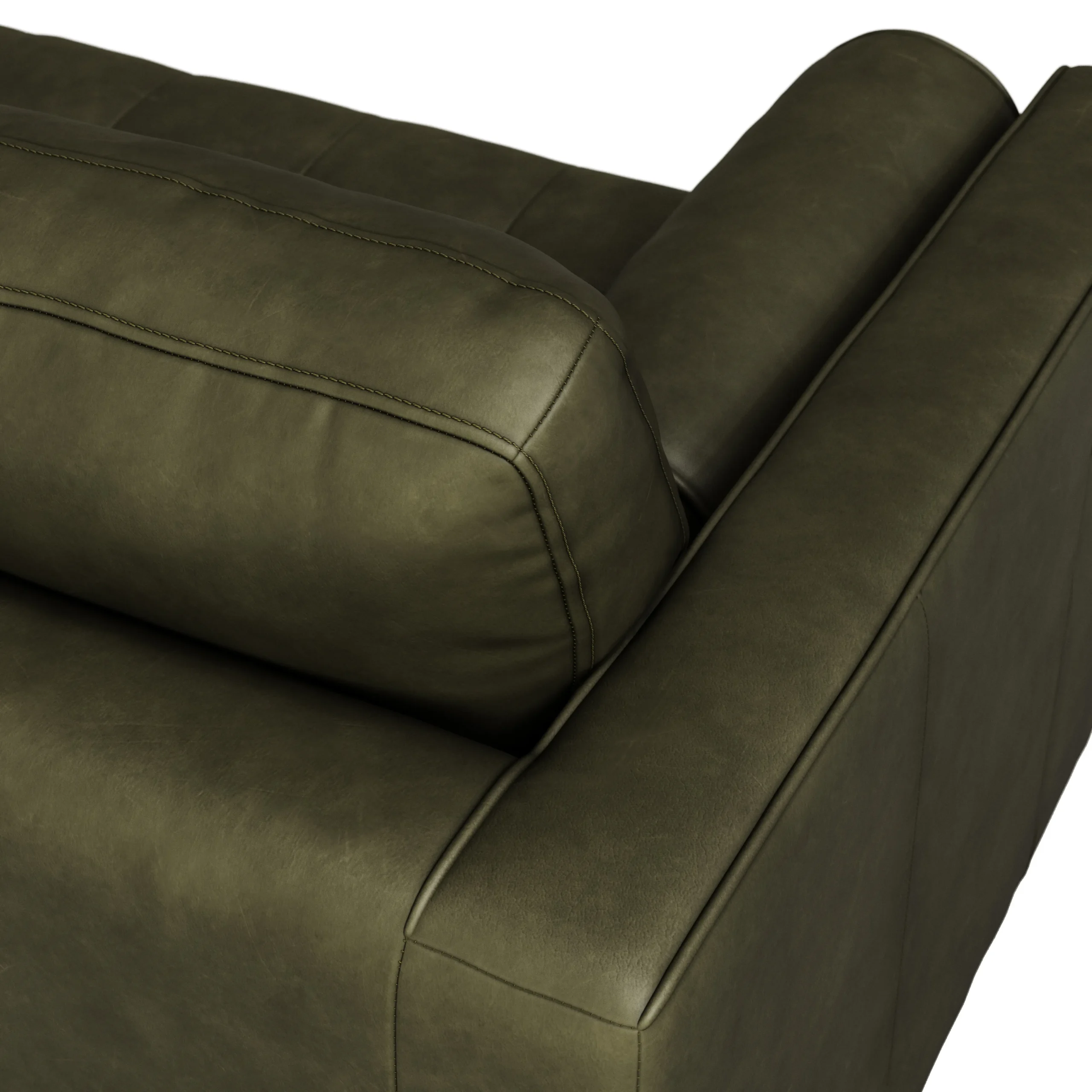 Sven 100_ Tufted Leather Right Sectional - Charme Green - Image 8