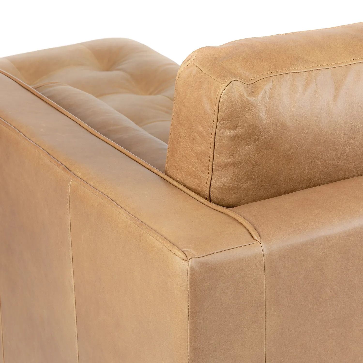 Sven 100_ Tufted Leather Right Sectional - Charme Tan - Image 8