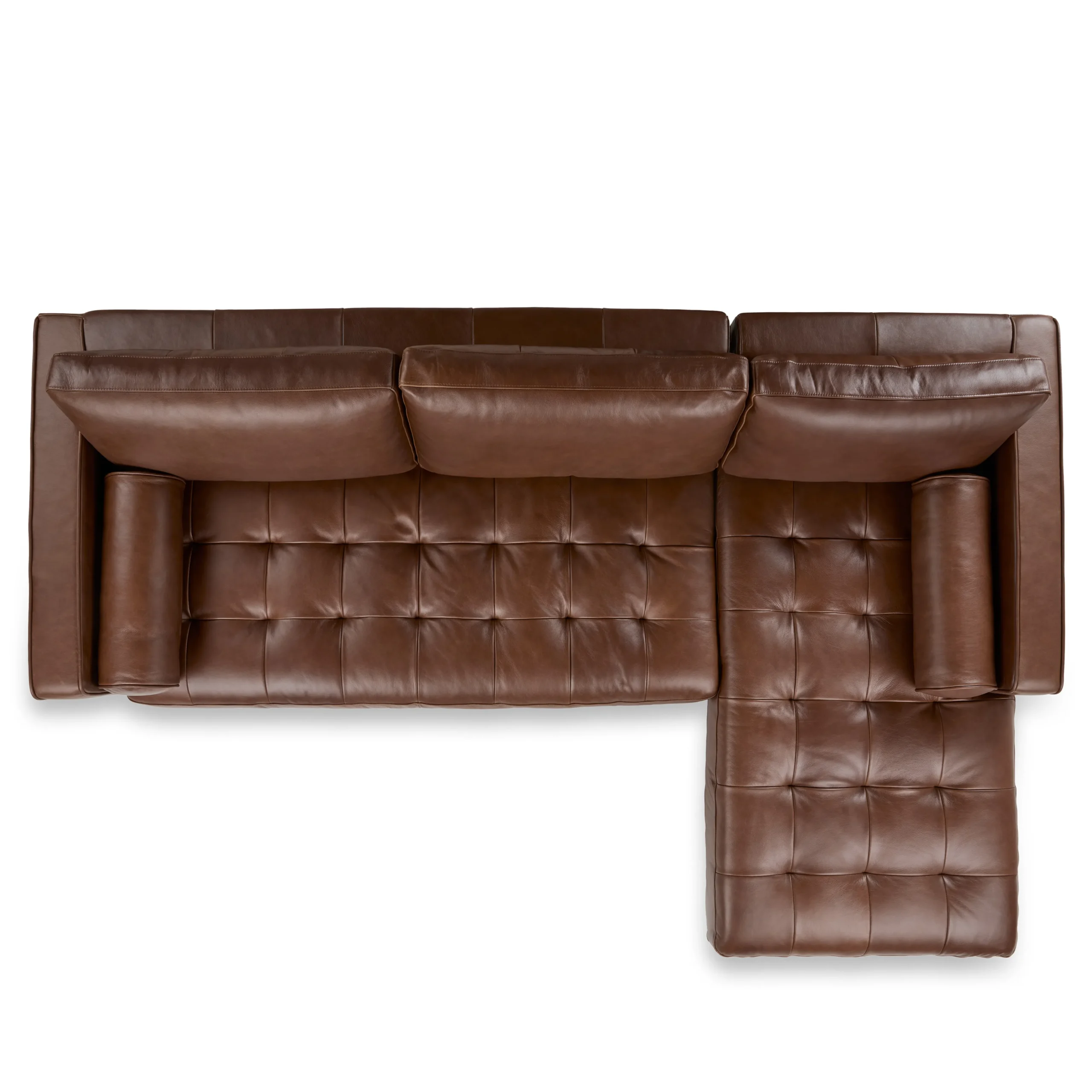 Sven 100_ Tufted Leather Right Sectional - Taos Brown - Image 8