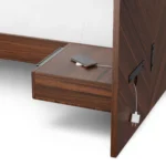 Nera Queen Low Profile Bed with Nightstands Set - Walnut