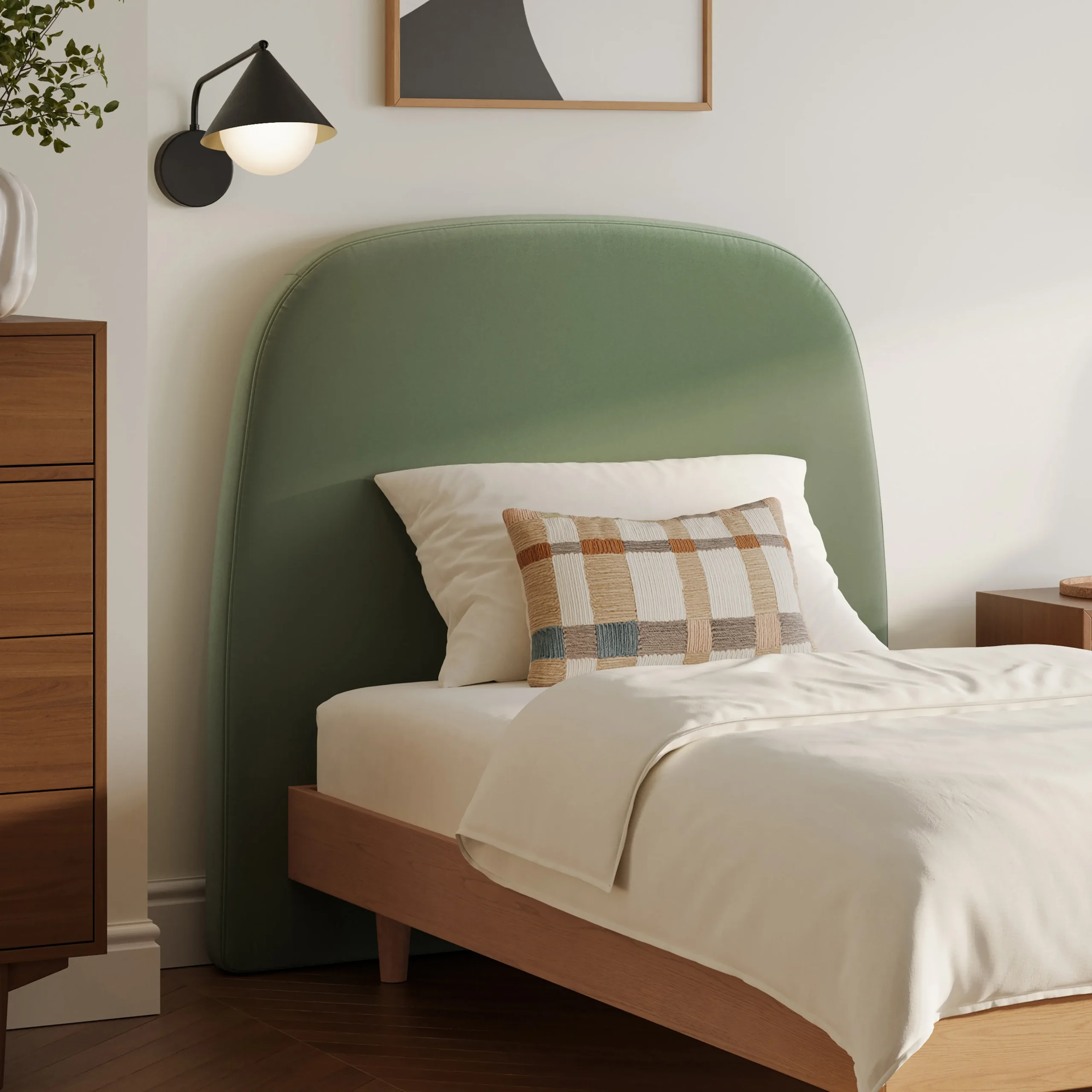 Kaleo Twin Velvet Headboard - Plush Pacific Sage - Image 9