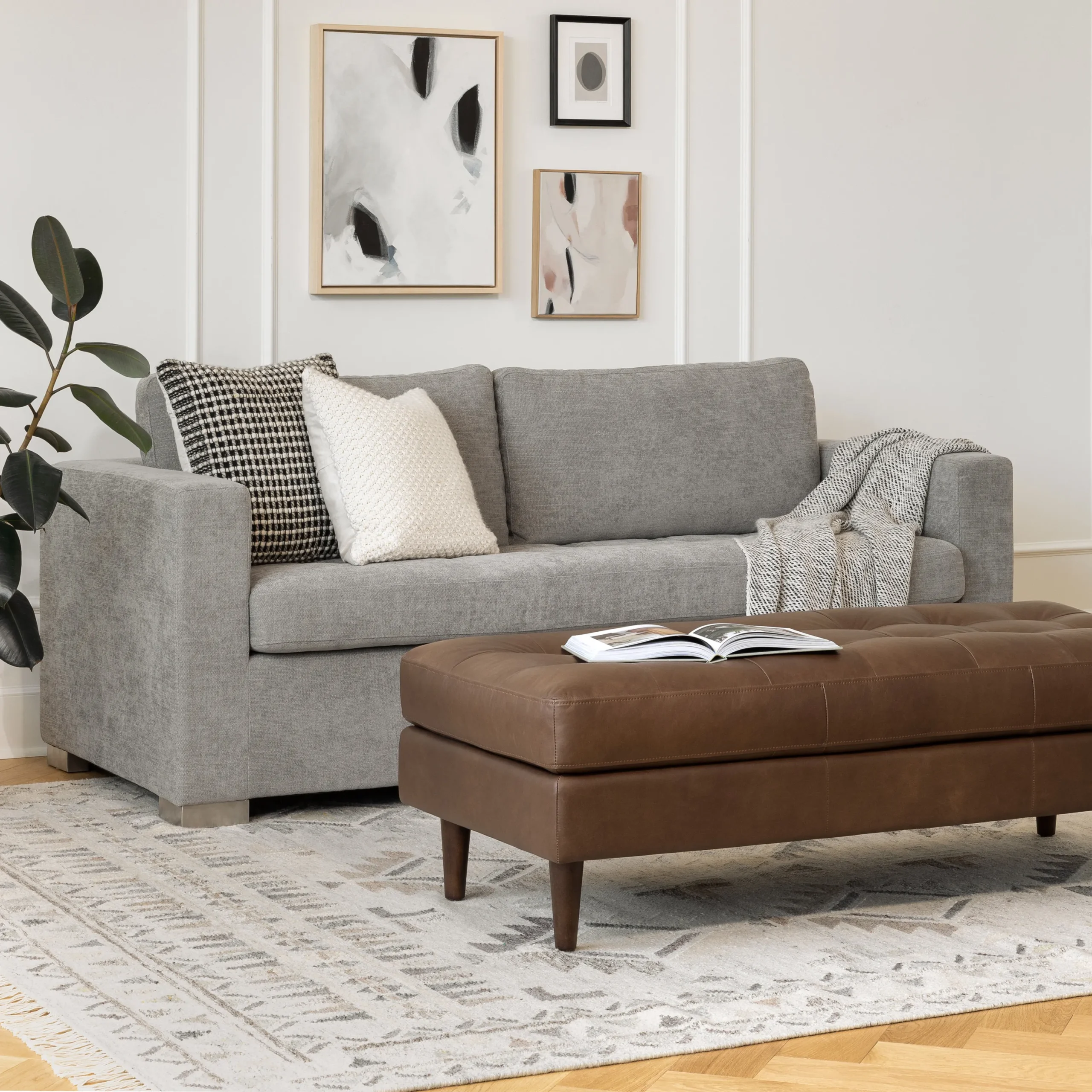 Sven 56_ Tufted Leather Bench - Charme Chocolat - Image 9