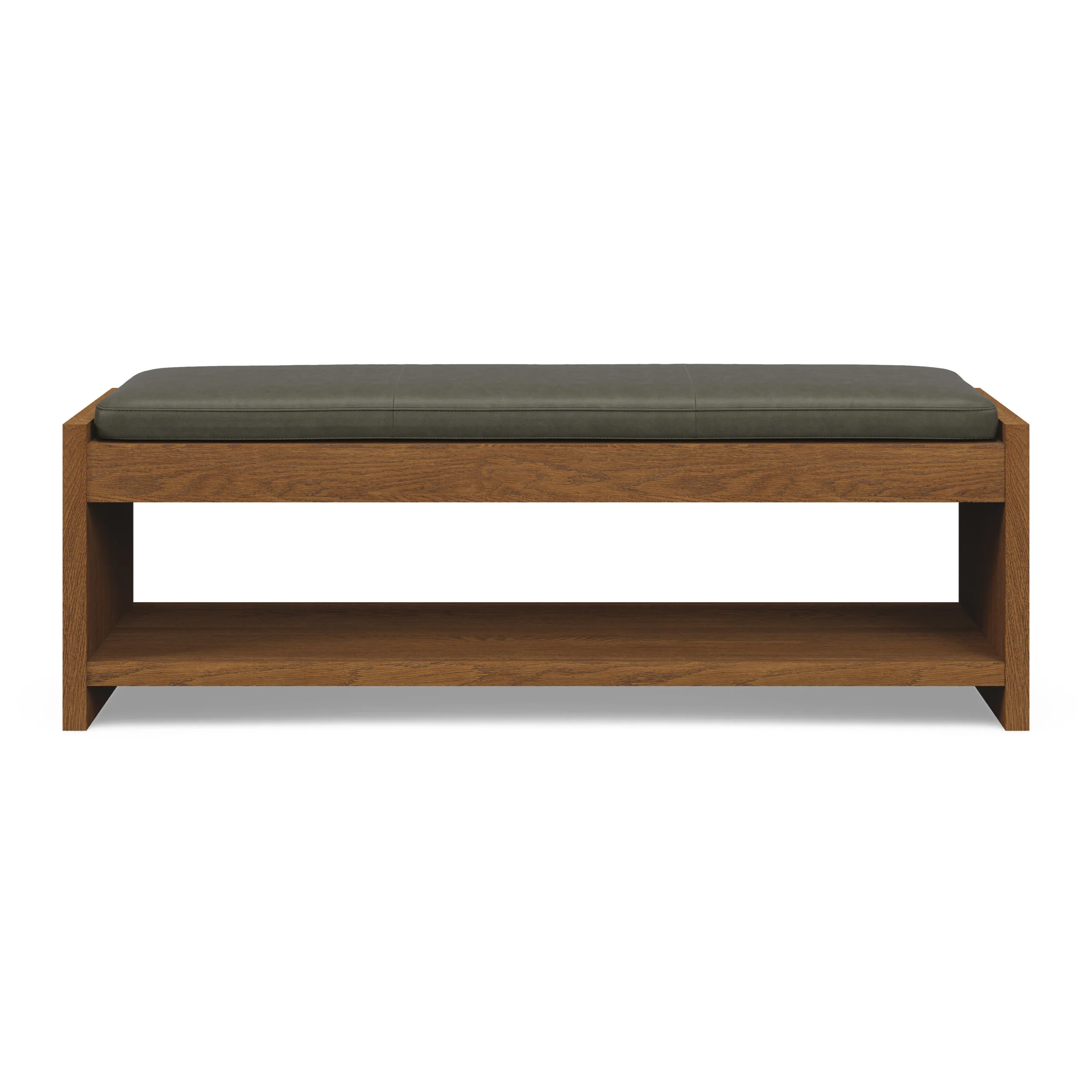 Cassie 56_ Leather Bench - Smoked Oak and Charme Green - Image 9