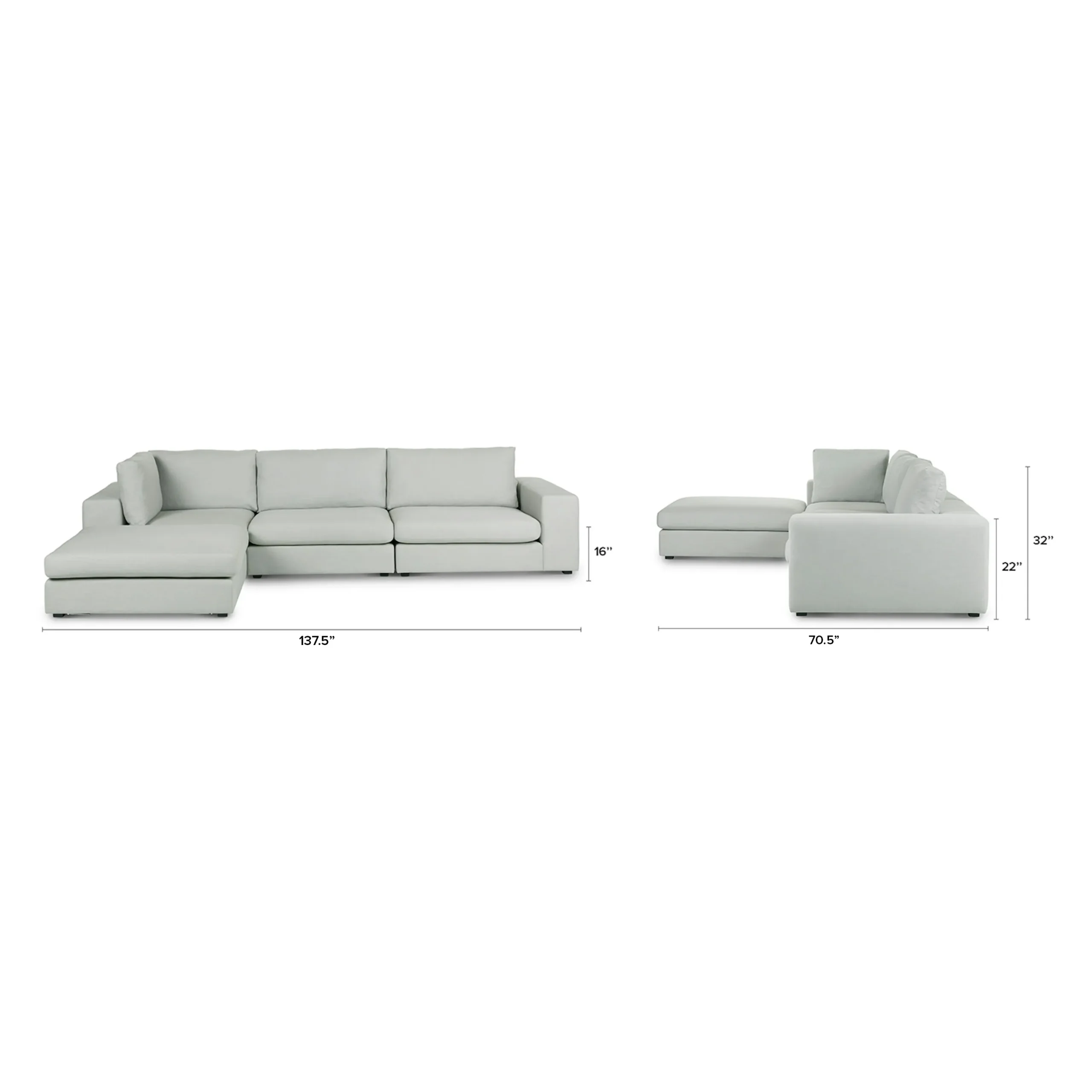 Beta 137.5_ Left Modular Chaise Sectional - Welsh Gray - Image 9