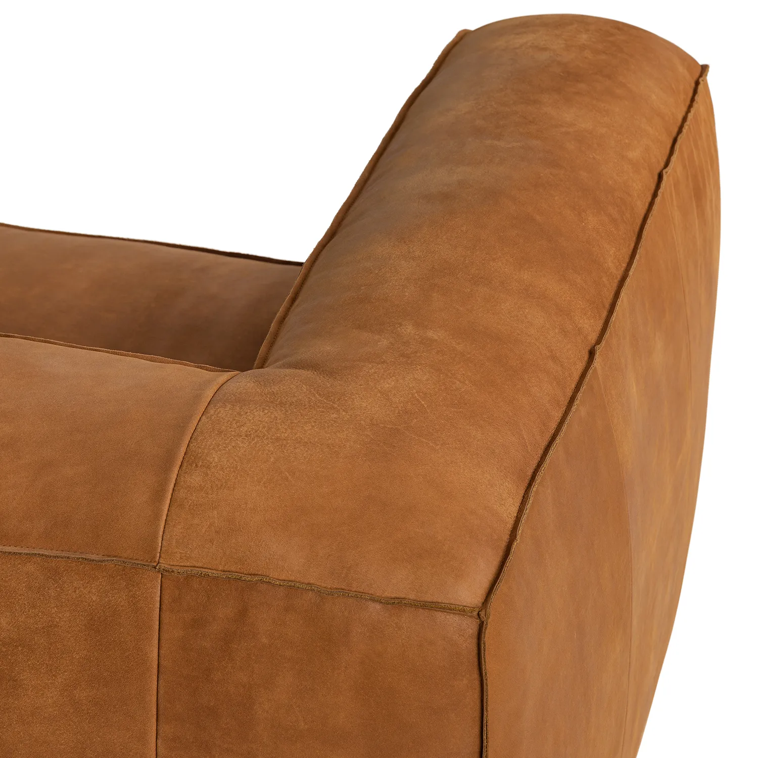 Cigar 94.5_ Leather Reversible Sectional - Rawhide Tan - Image 9