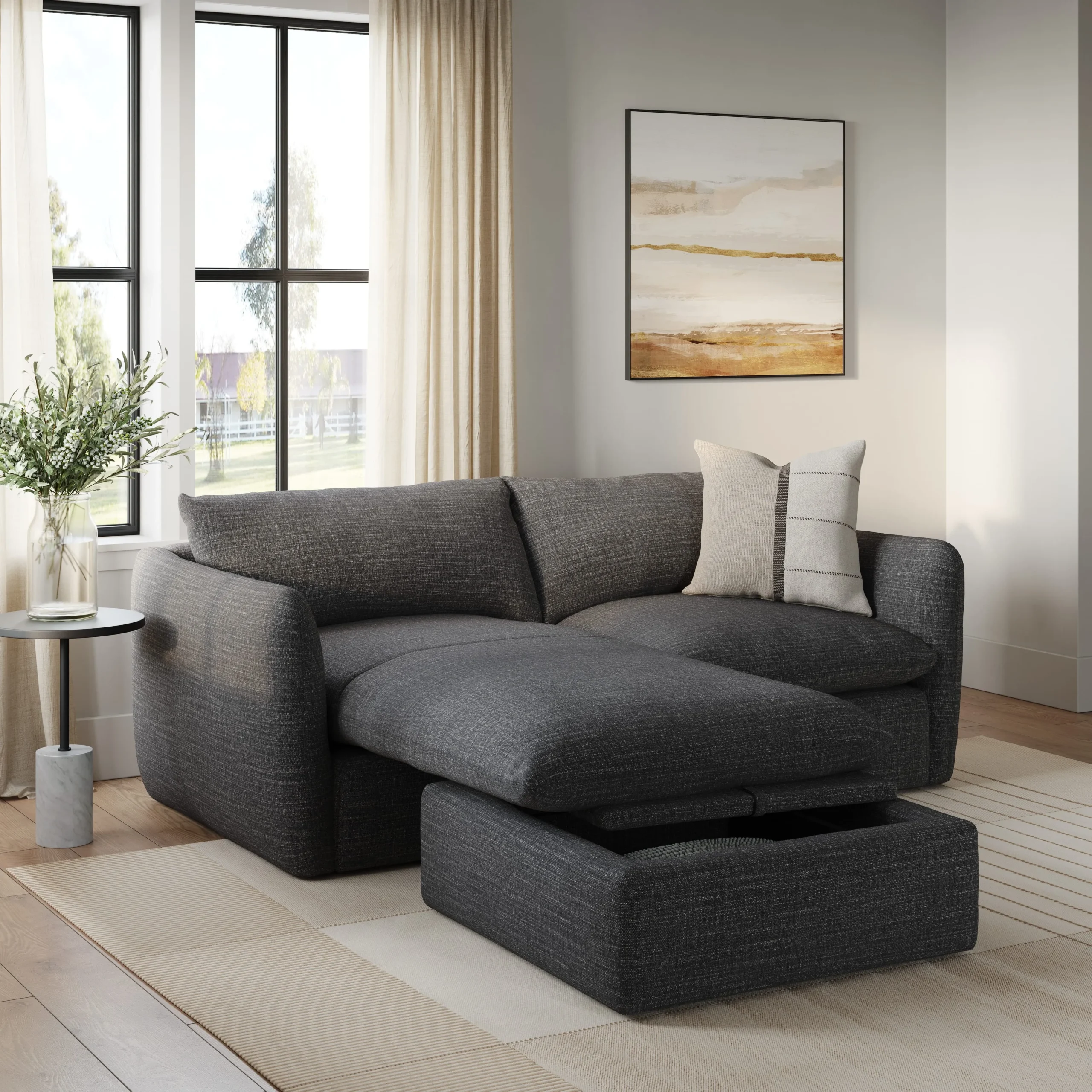 Leigh 86_ Reversible Storage Sleeper Sectional- Napa Charcoal - Image 9