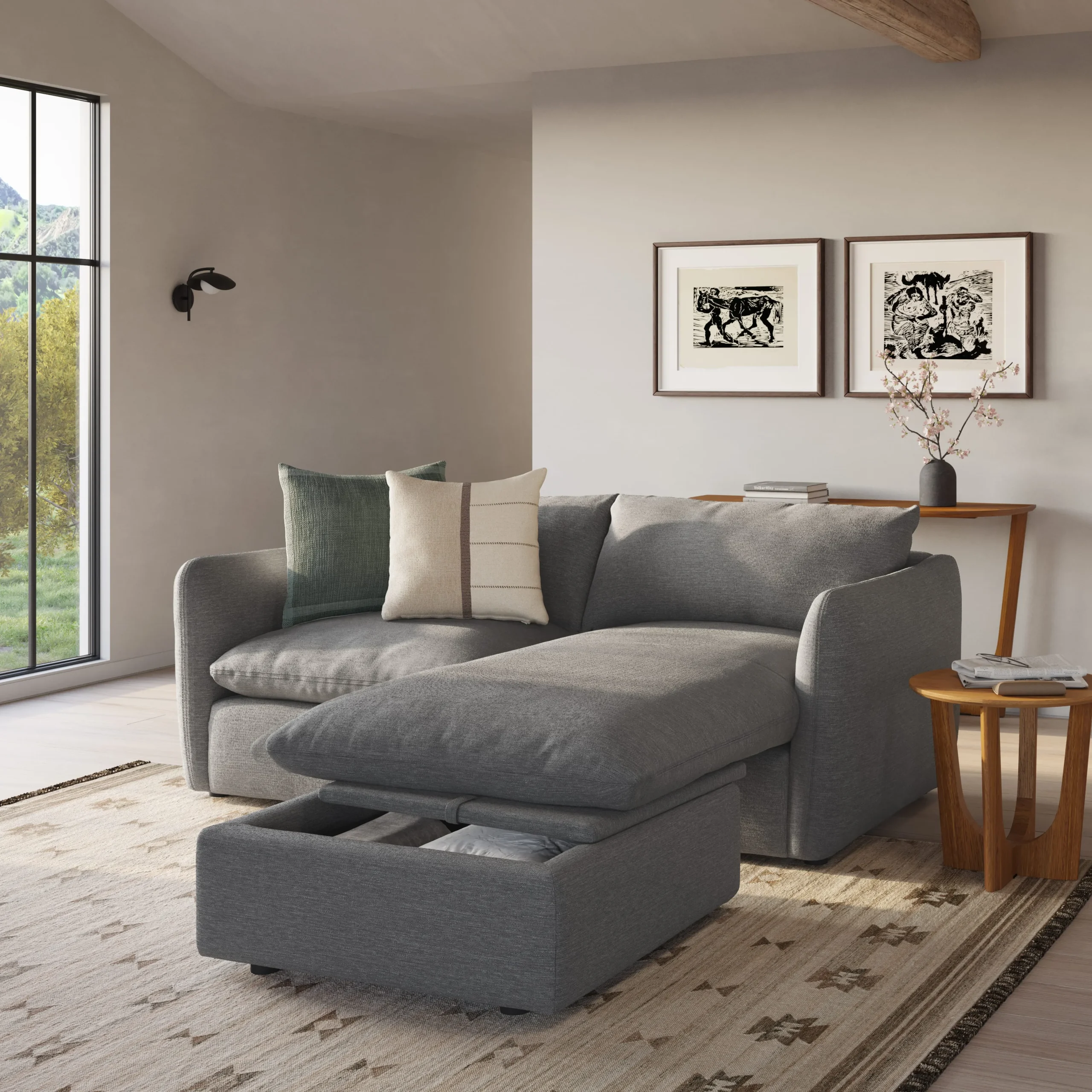 Leigh 86_ Reversible Storage Sleeper Sectional - Silver Gray - Image 9