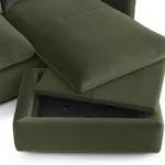 Leigh 86_ Velvet Reversible Storage Sleeper Sectional - Hale Fir Green