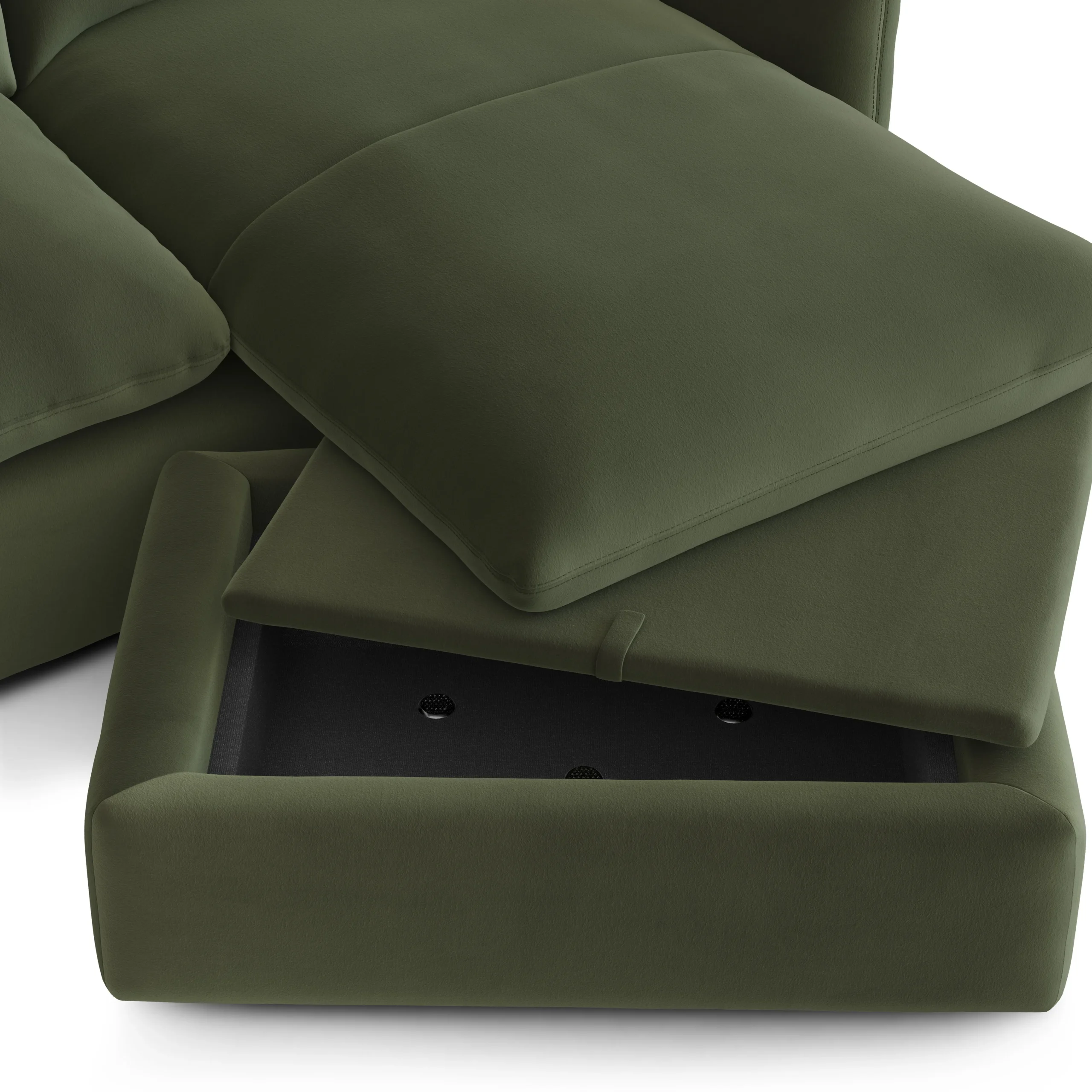 Leigh 86_ Velvet Reversible Storage Sleeper Sectional - Hale Fir Green - Image 9