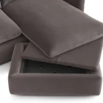 Leigh 86_ Velvet Reversible Storage Sleeper Sectional - Hale Warm Gray
