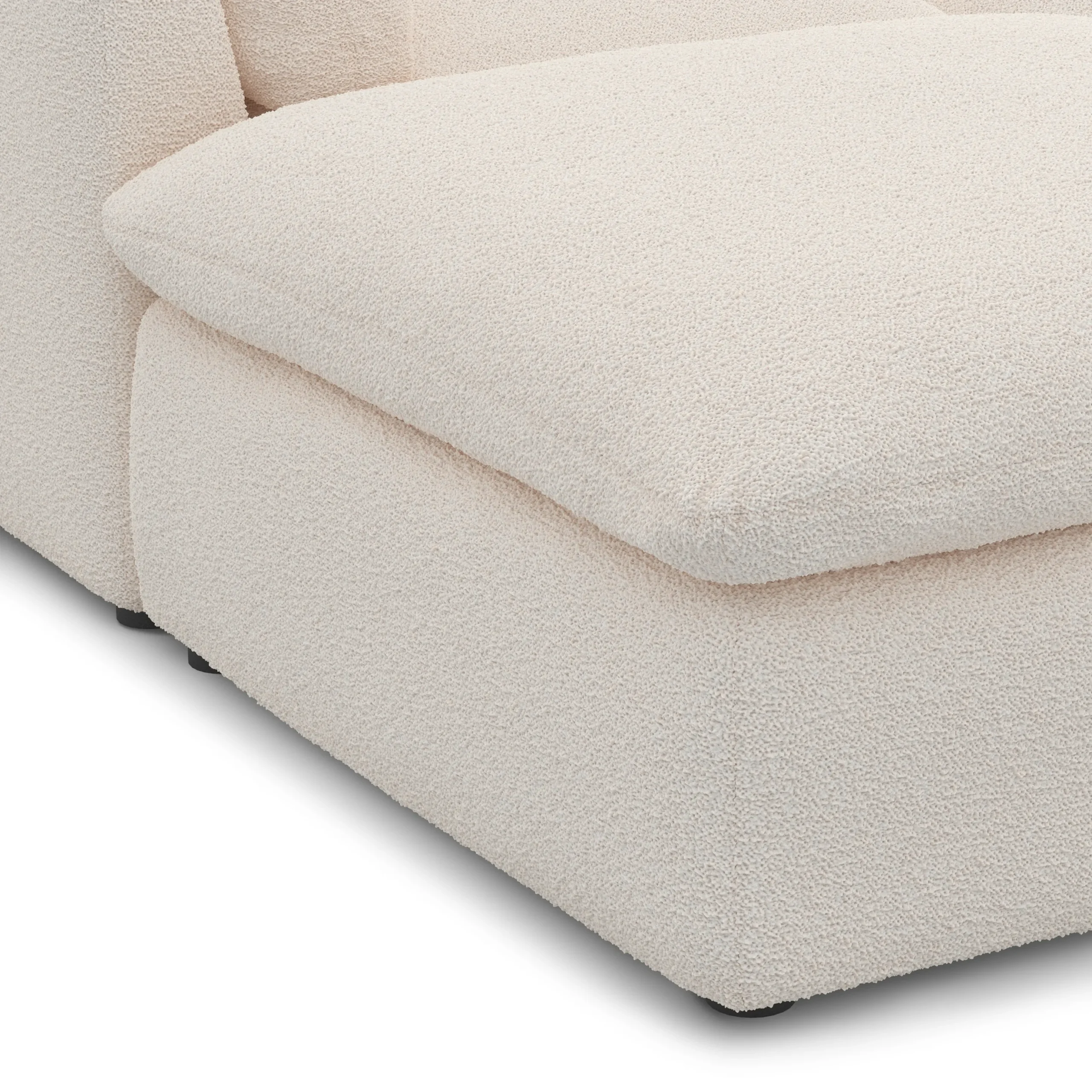 Leigh 121.5_ Modular 3-Seater U-Shaped Sectional - Ivory Wool Bouclé - Image 9