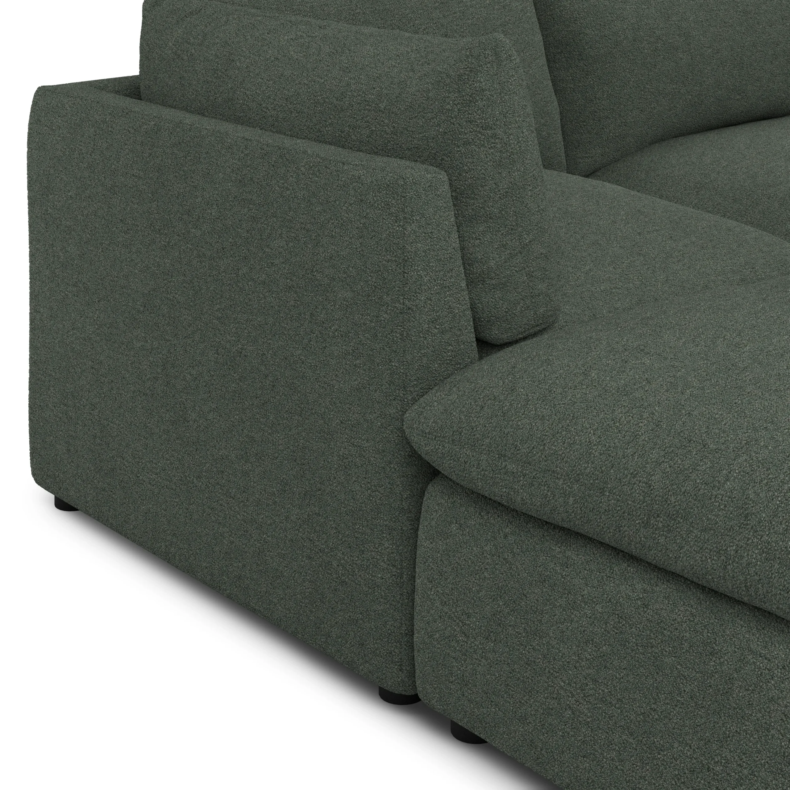 Leigh 121.5_ Modular Open Pit Sectional - Green Wool Bouclé - Image 9