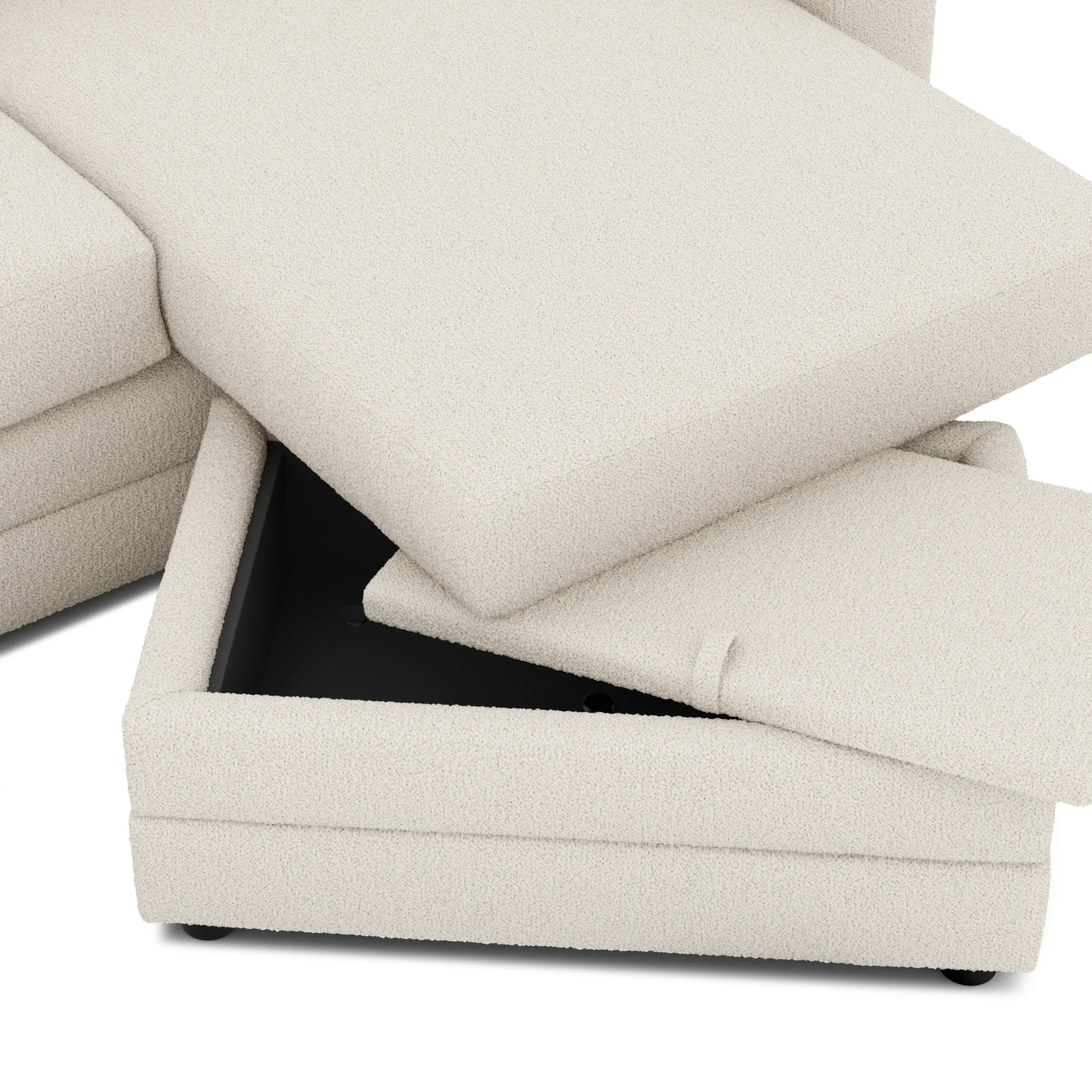 Riley 84_ Reversible Storage Sectional - Ivory Wool Bouclé - Image 9