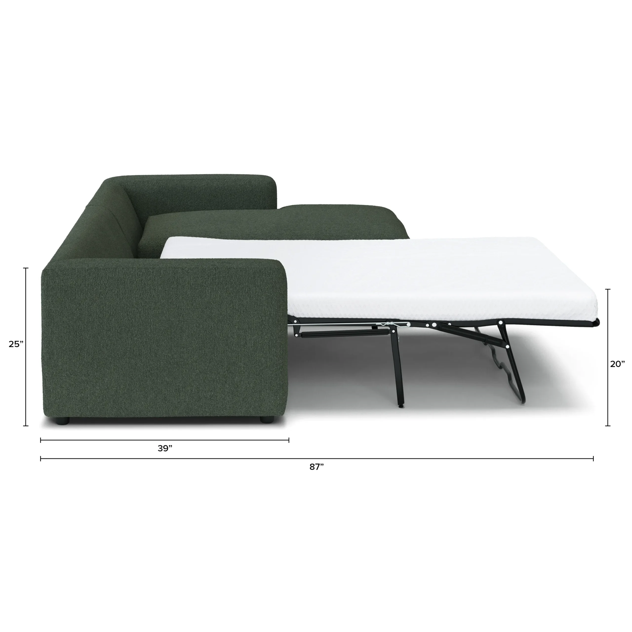 Riley 118_ Right Storage Sleeper Sectional - Green Wool Bouclé - Image 6
