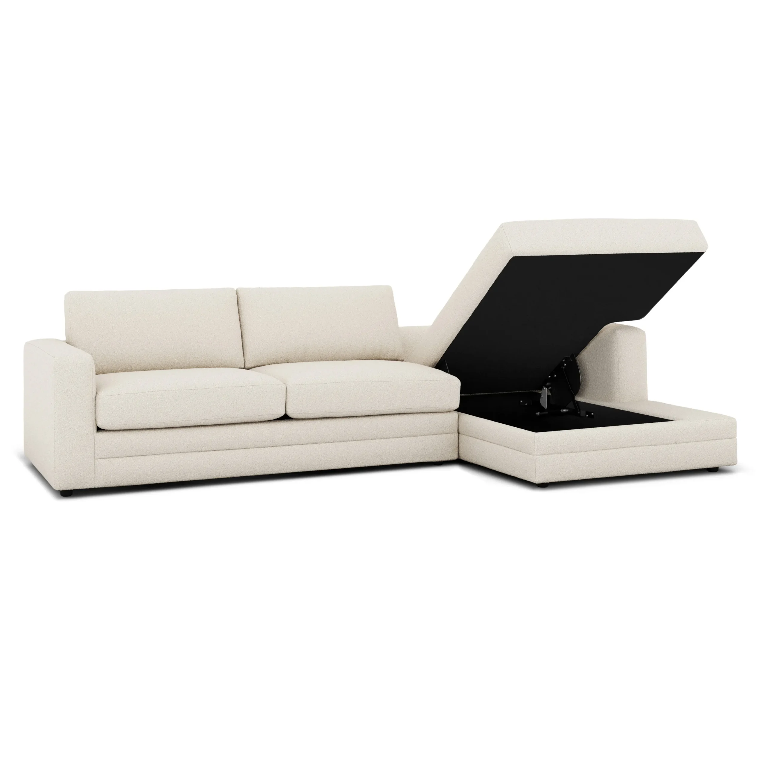 Riley 118_ Right Storage Sleeper Sectional - Ivory Wool Bouclé - Image 7