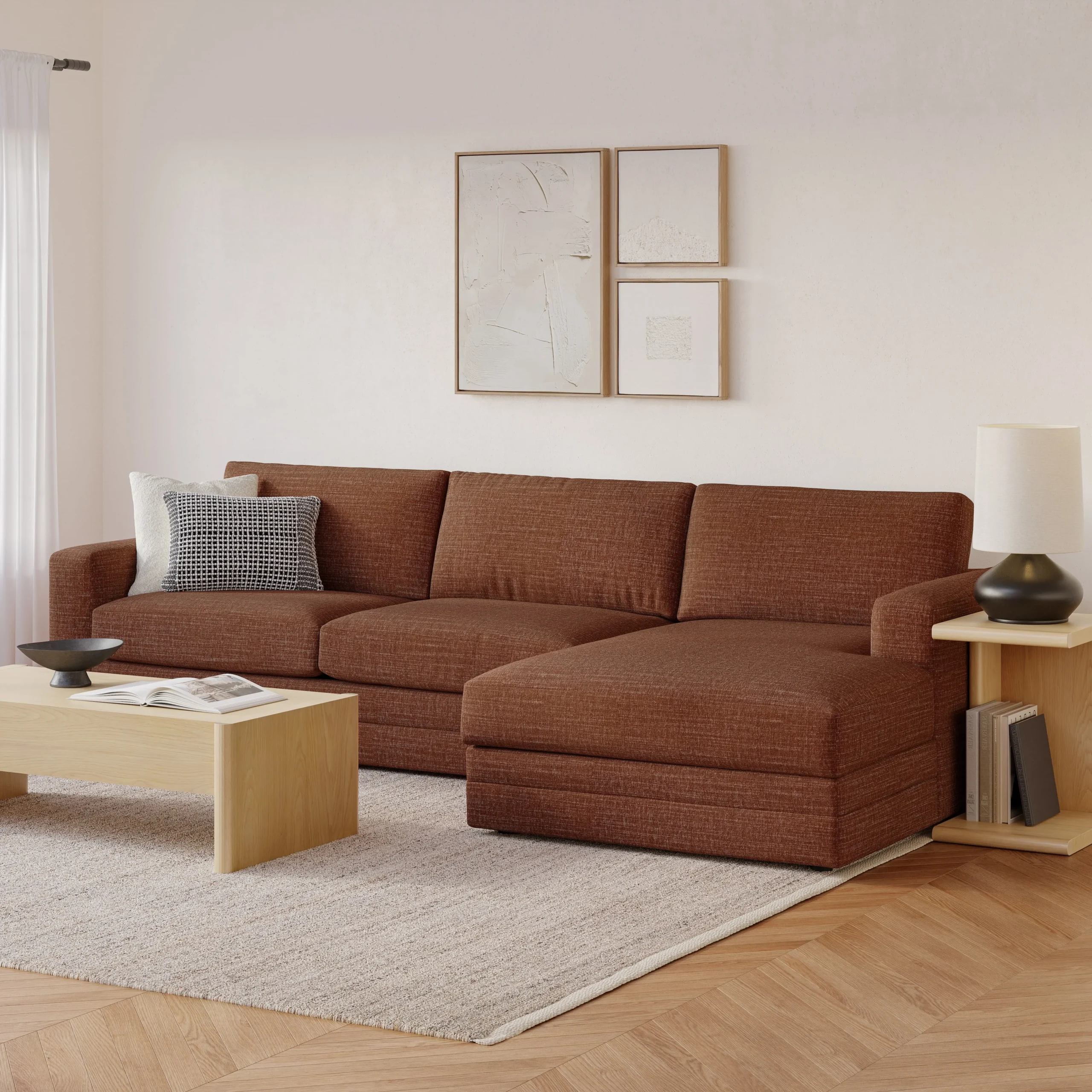 Riley 118_ Right Storage Sleeper Sectional - Napa Rust - Image 6