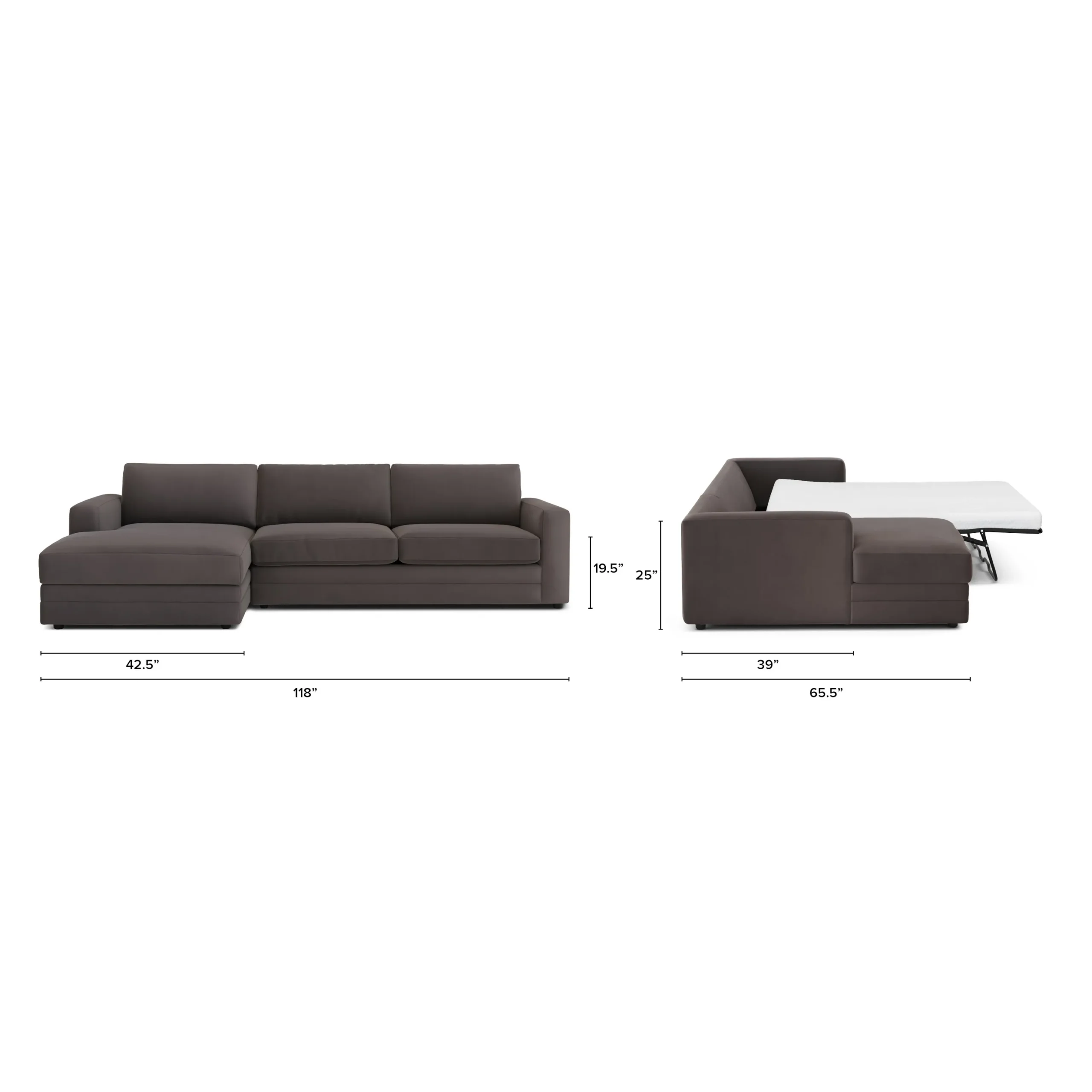 Riley 118_ Velvet Left Storage Sleeper Sectional - Hale Warm Gray - Image 6
