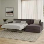 Riley 118_ Velvet Right Storage Sleeper Sectional - Hale Warm Gray