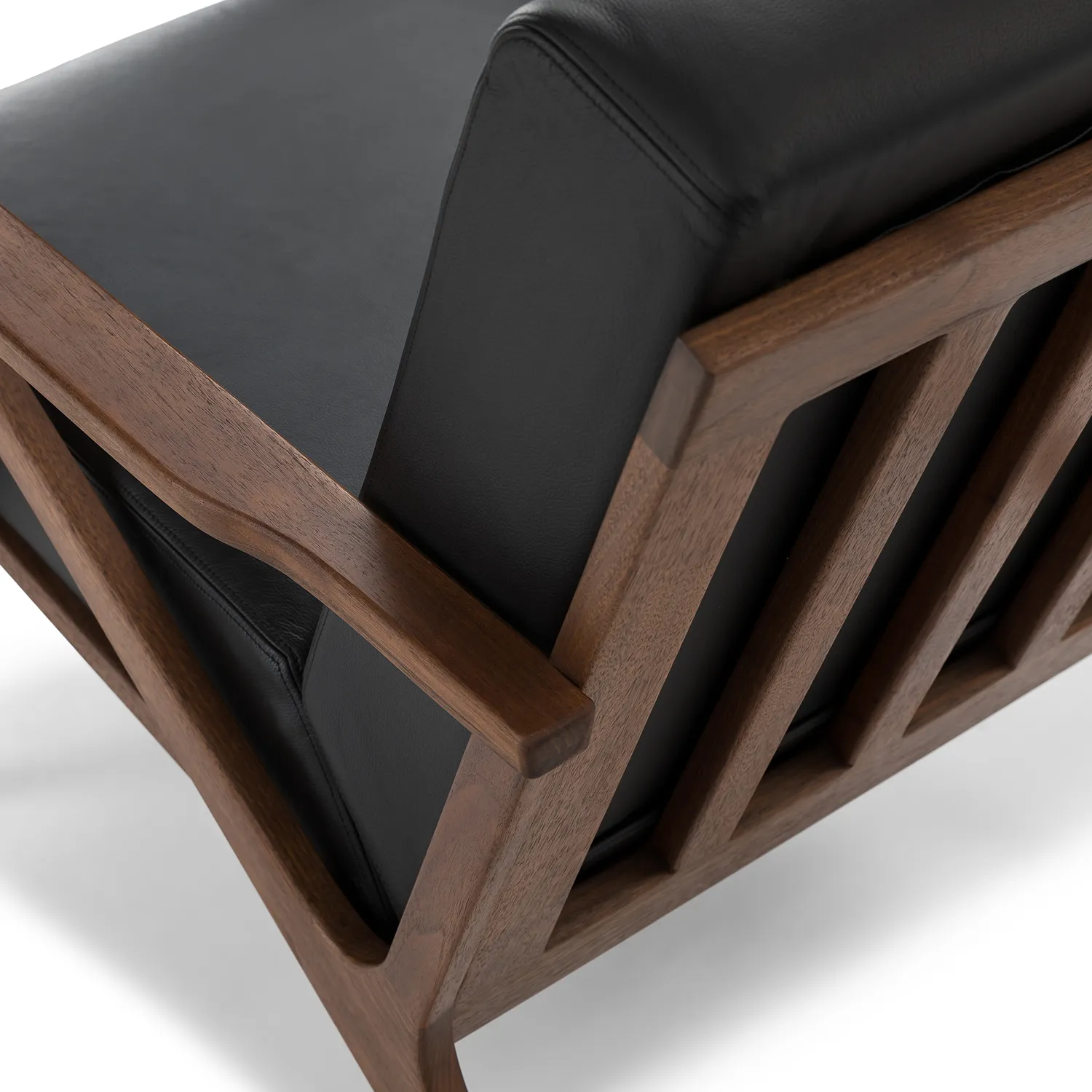 Otio 26_ Leather Lounge Chair - Walnut and Black - Image 10
