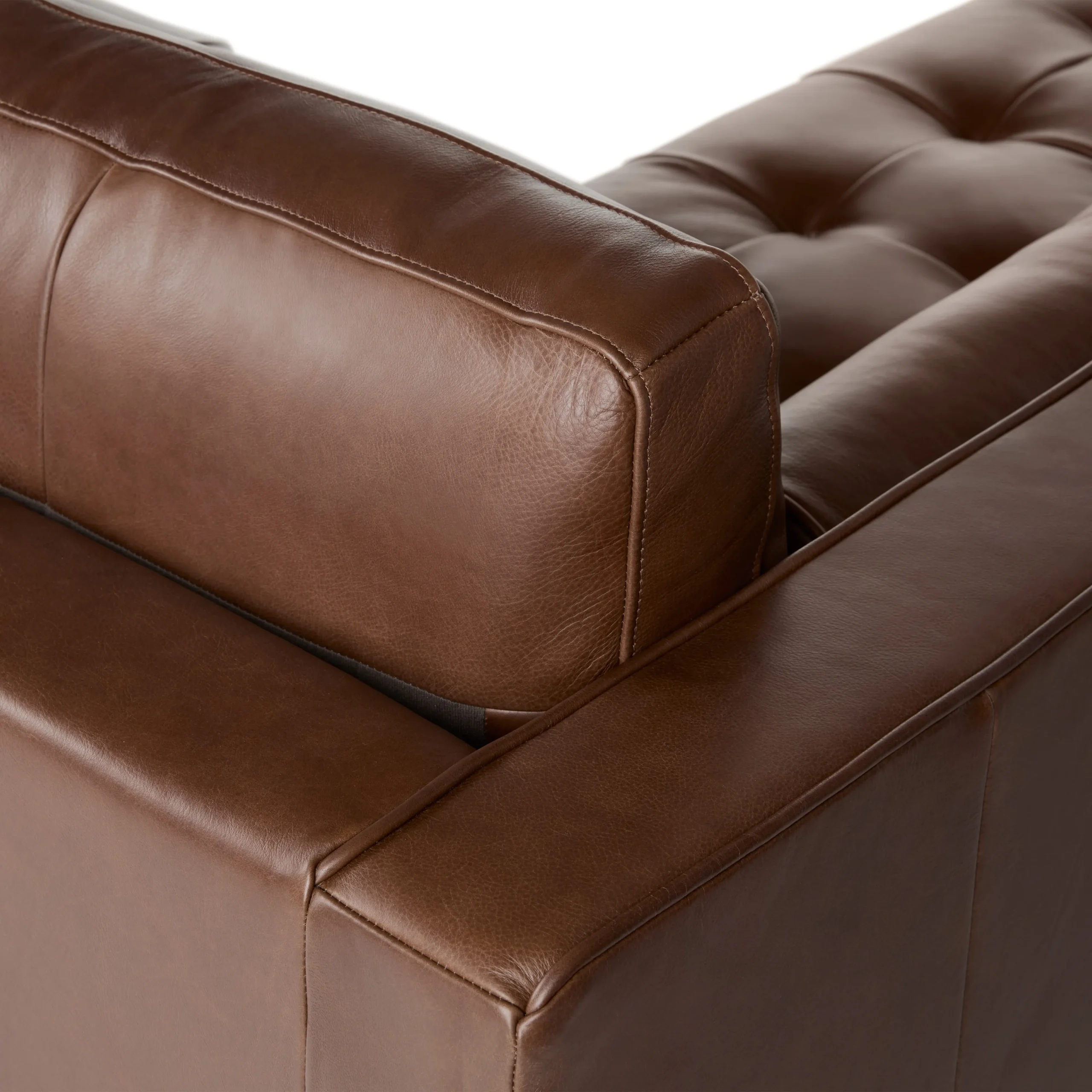 Sven 100_ Tufted Leather Left Sectional - Taos Brown - Image 9