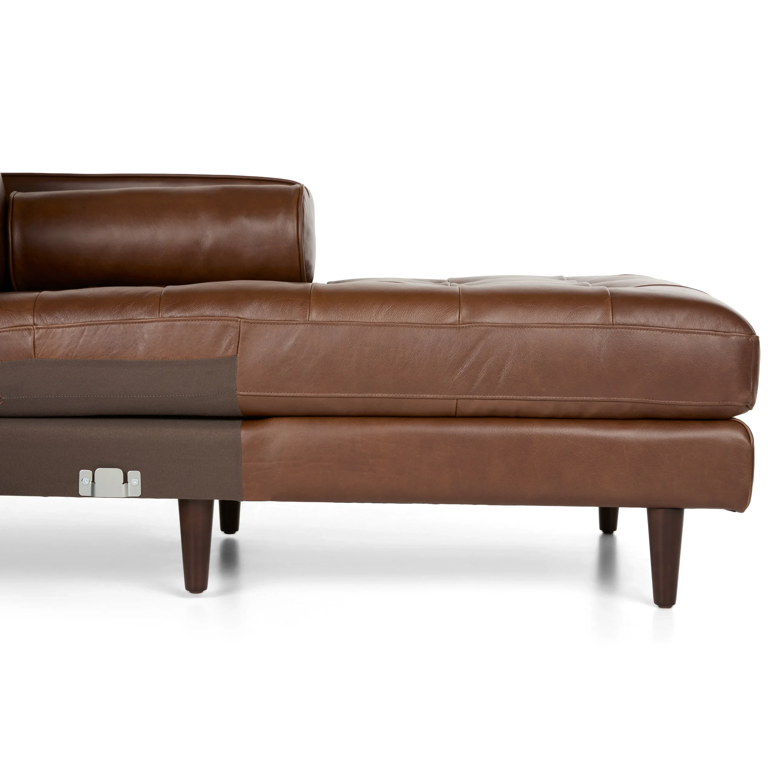 Sven 100_ Tufted Leather Right Sectional - Taos Brown - Image 9