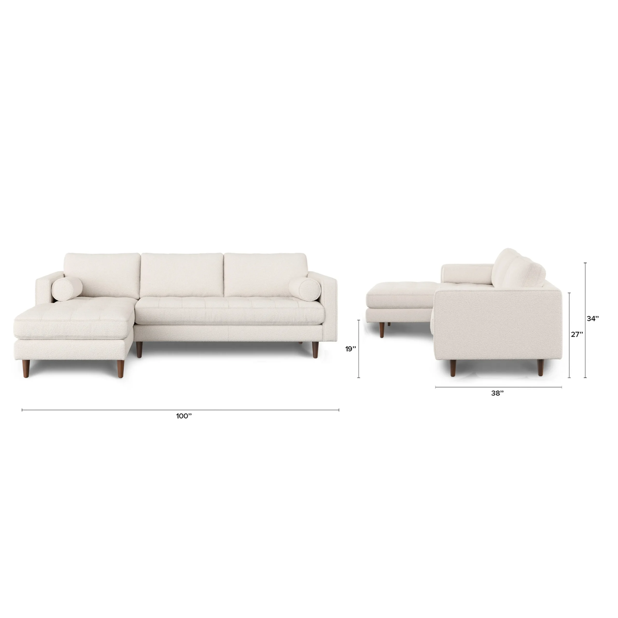 Sven 100_ Tufted Left Sectional - Ivory Wool Bouclé - Image 9