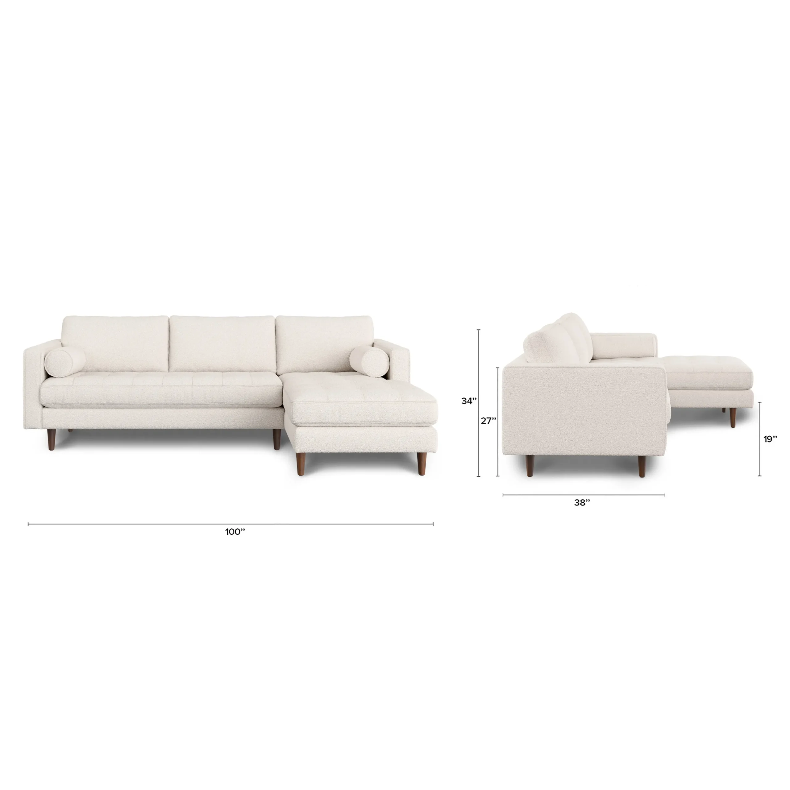 Sven 100_ Tufted Right Sectional - Ivory Wool Bouclé - Image 9