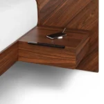 Nera Queen Low Profile Bed with Nightstands Set - Walnut