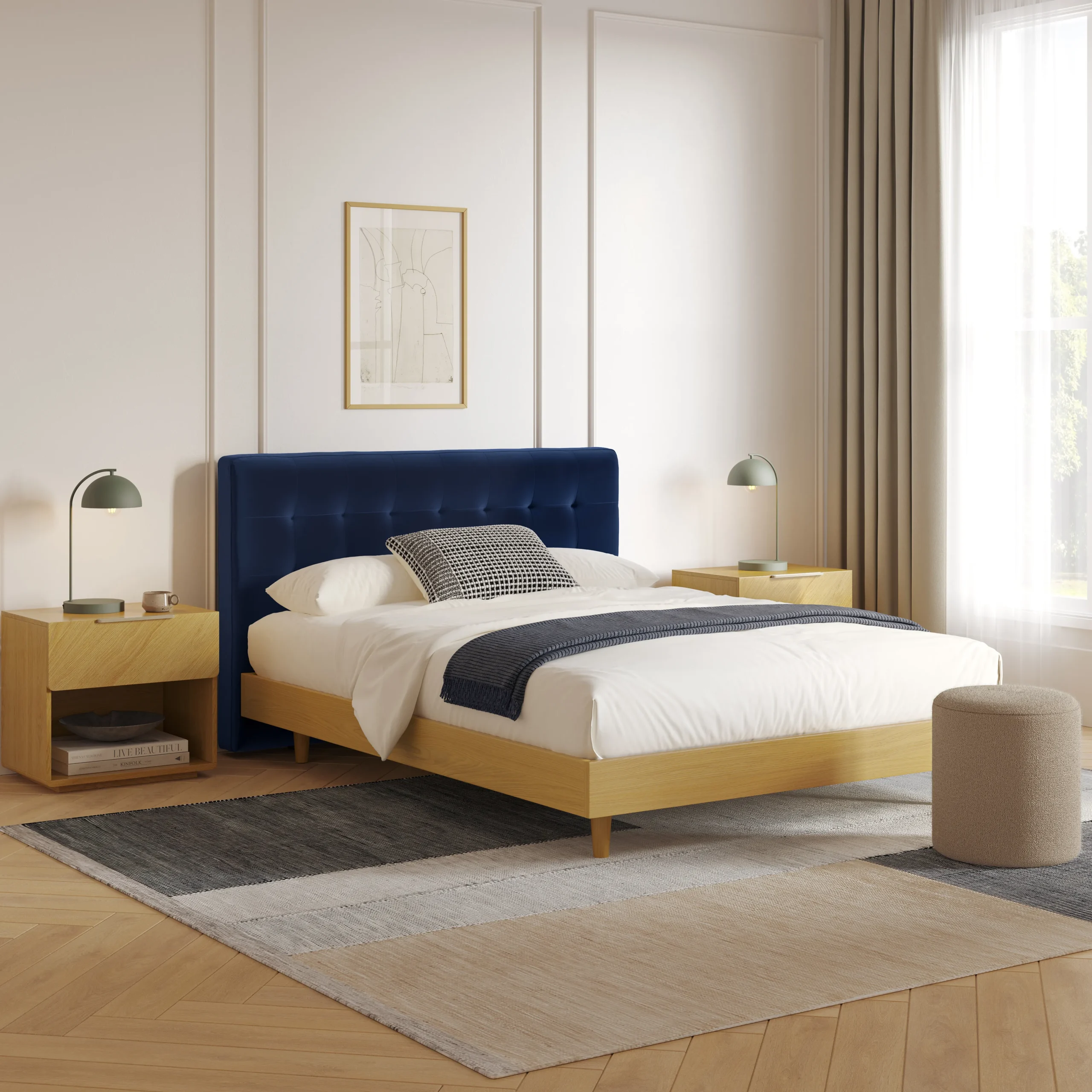 Sven Queen Tufted Velvet Headboard - Plush Cascadia Blue - Image 10