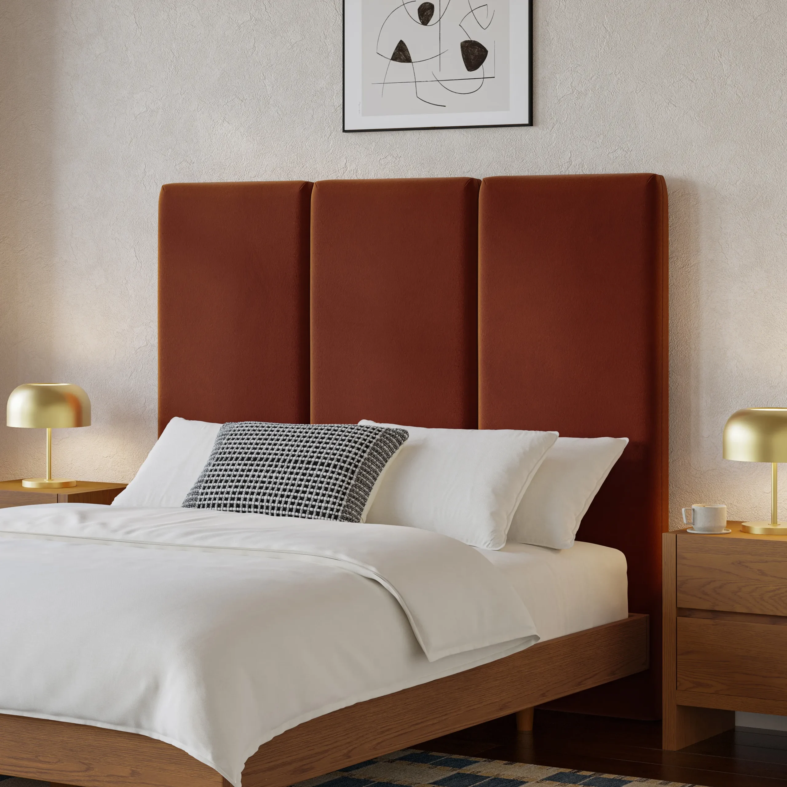 Noel Queen Tall Velvet Headboard - Hale Rust - Image 10