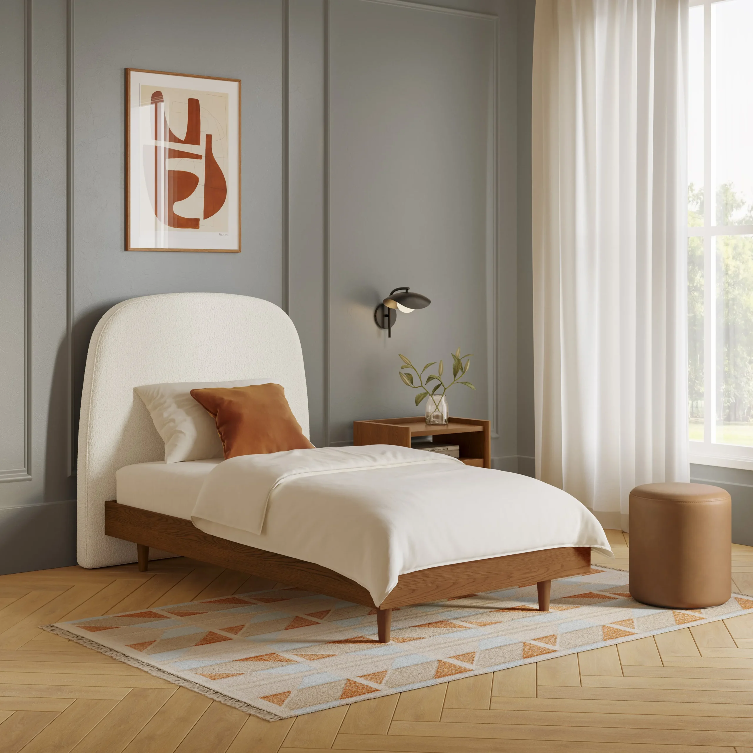 Kaleo Twin Headboard - Ivory Wool Bouclé - Image 10