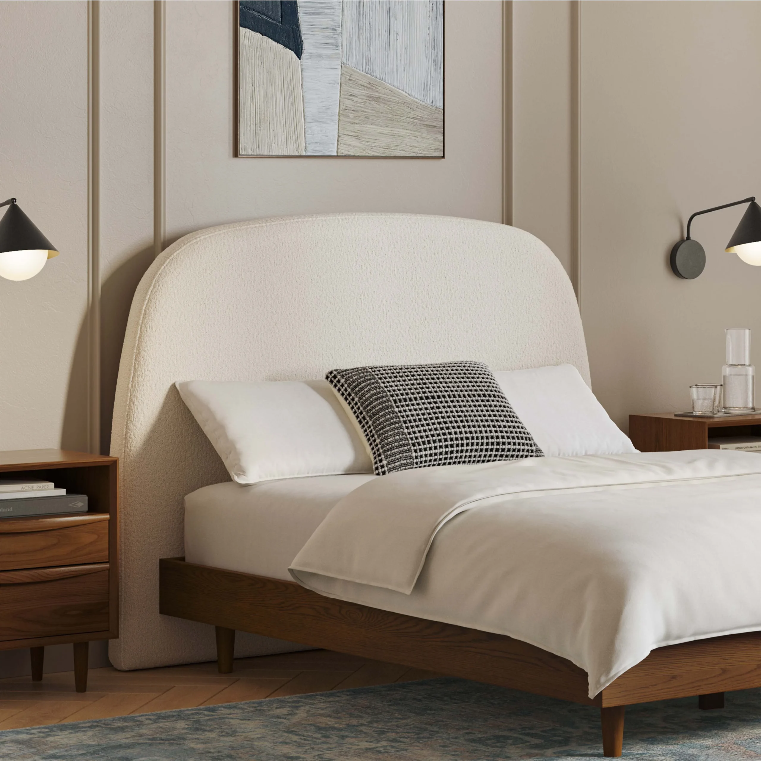 Kaleo Full Headboard - Ivory Wool Bouclé - Image 10