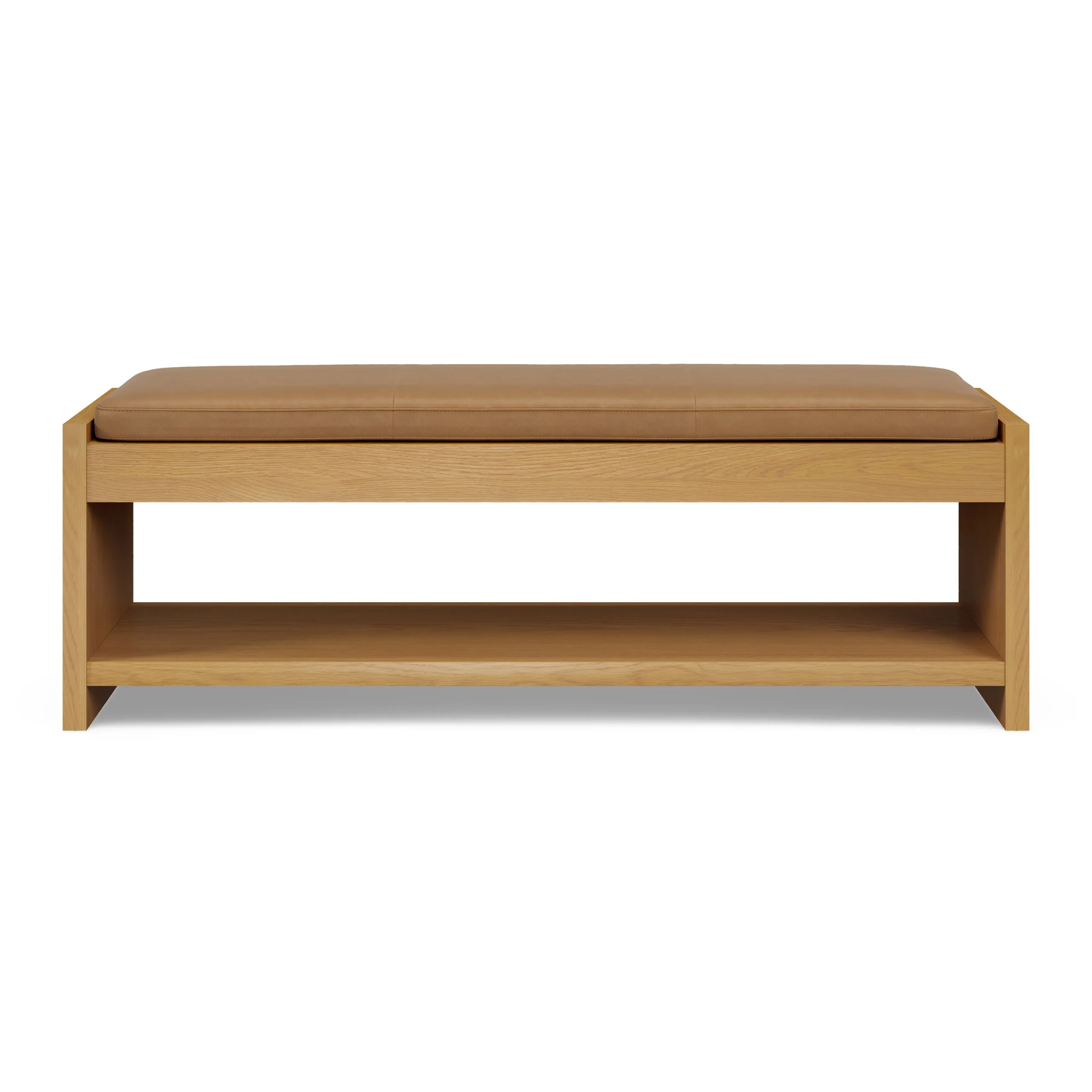 Cassie 56_ Leather Bench - Natural Oak and Charme Tan - Image 10