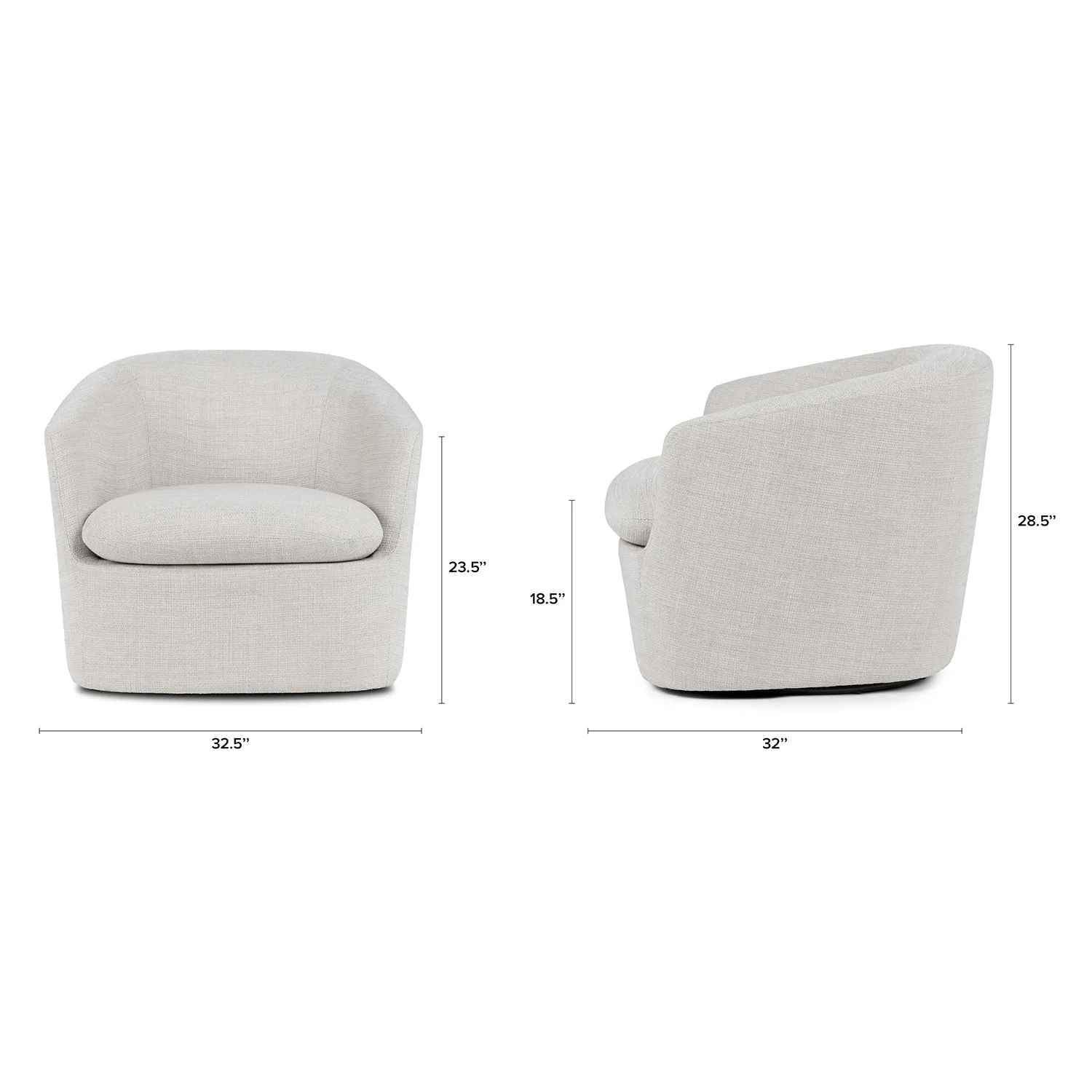 Turoy 32.5_ Swivel Lounge Chair - Wicklow Gray - Image 2