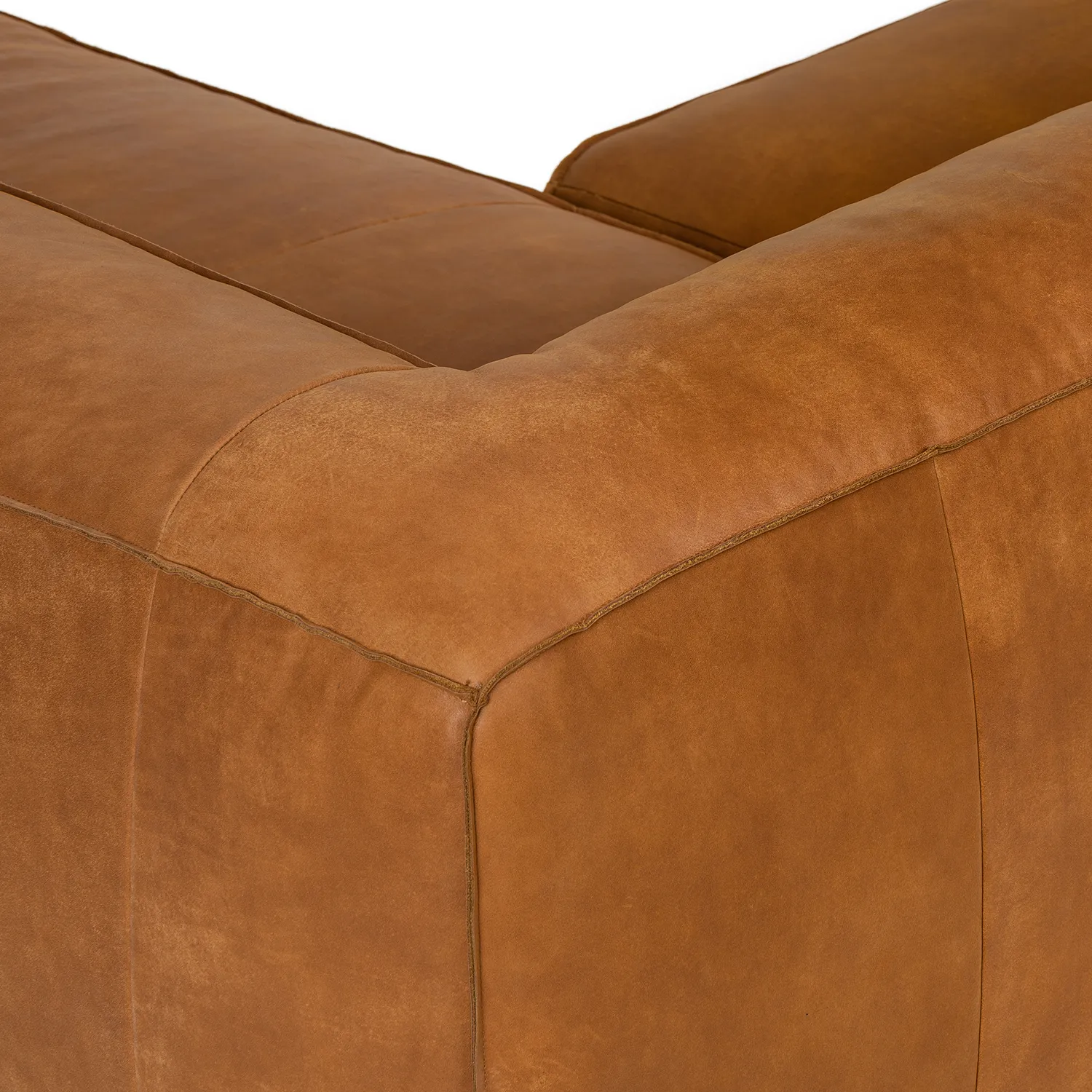 Cigar 94.5_ Leather Reversible Sectional - Rawhide Tan - Image 10