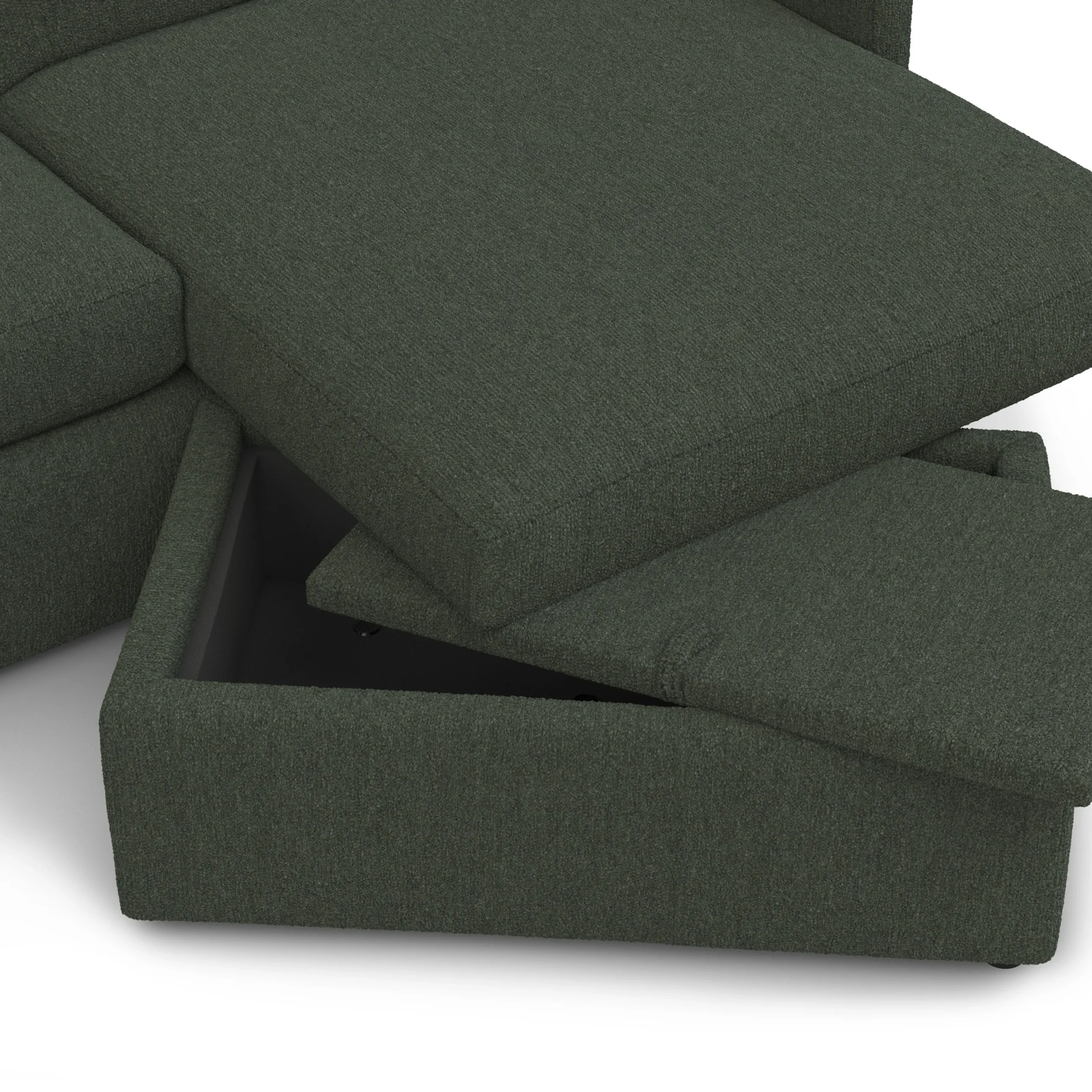 Landry 84.5_ Reversible Storage Sectional - Green Wool Bouclé - Image 10