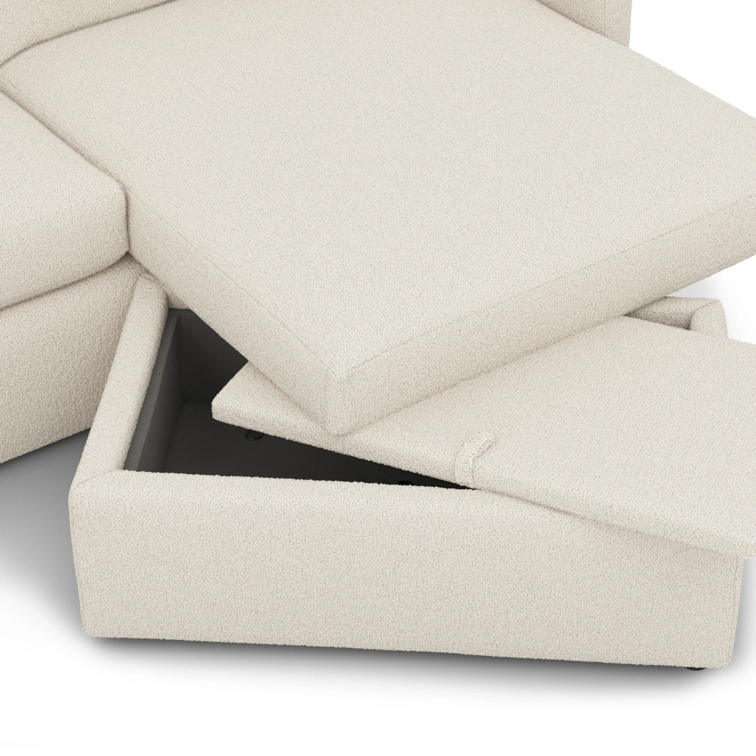 Landry 84.5_ Reversible Storage Sectional - Ivory Wool Bouclé - Image 10