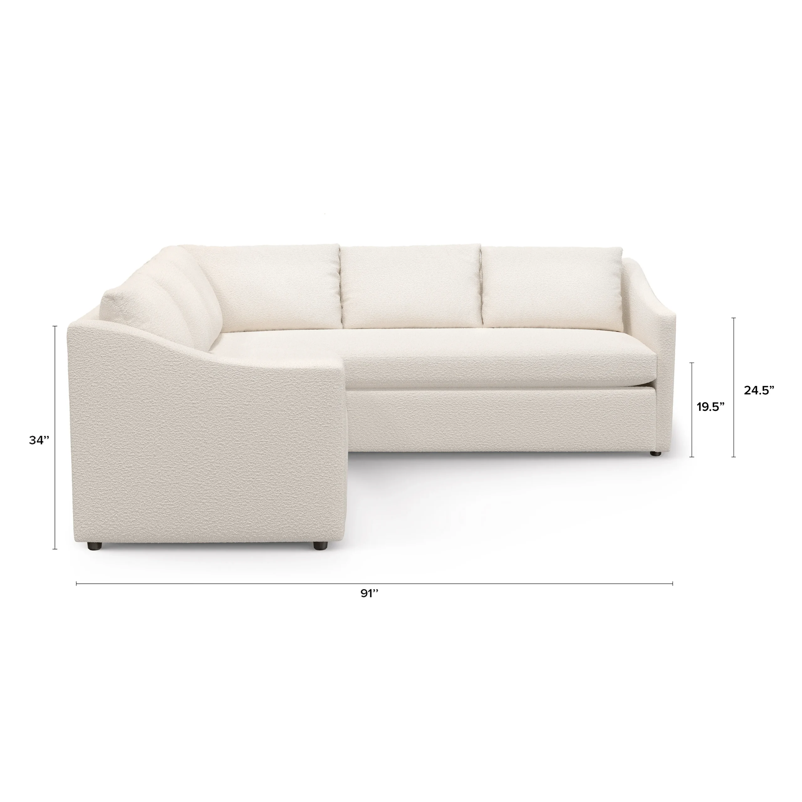 Landry 91_ Corner Sectional - Ivory Wool Bouclé - Image 10