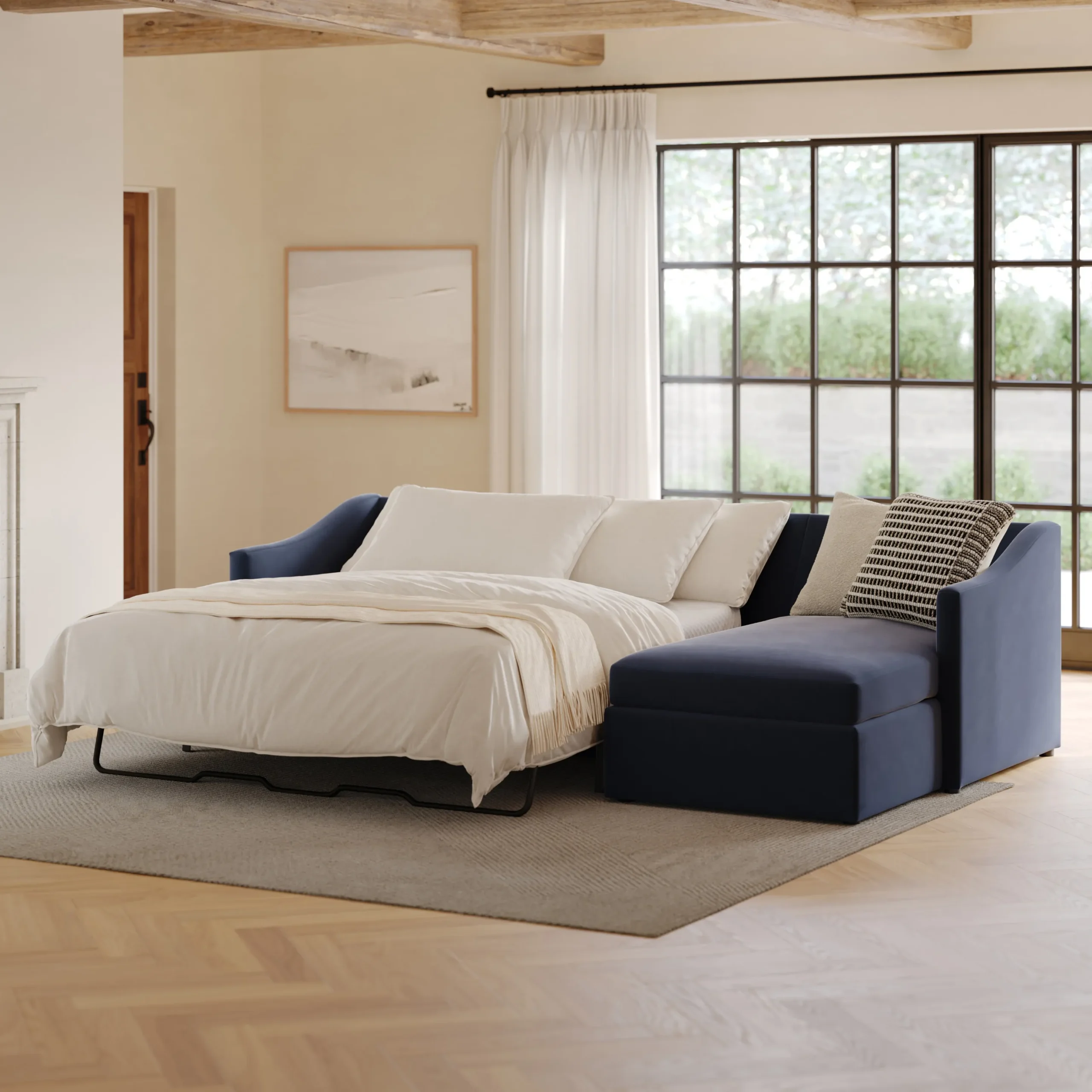 Landry 109_ Velvet Right Storage Sleeper Sectional - Hale Ink - Image 7