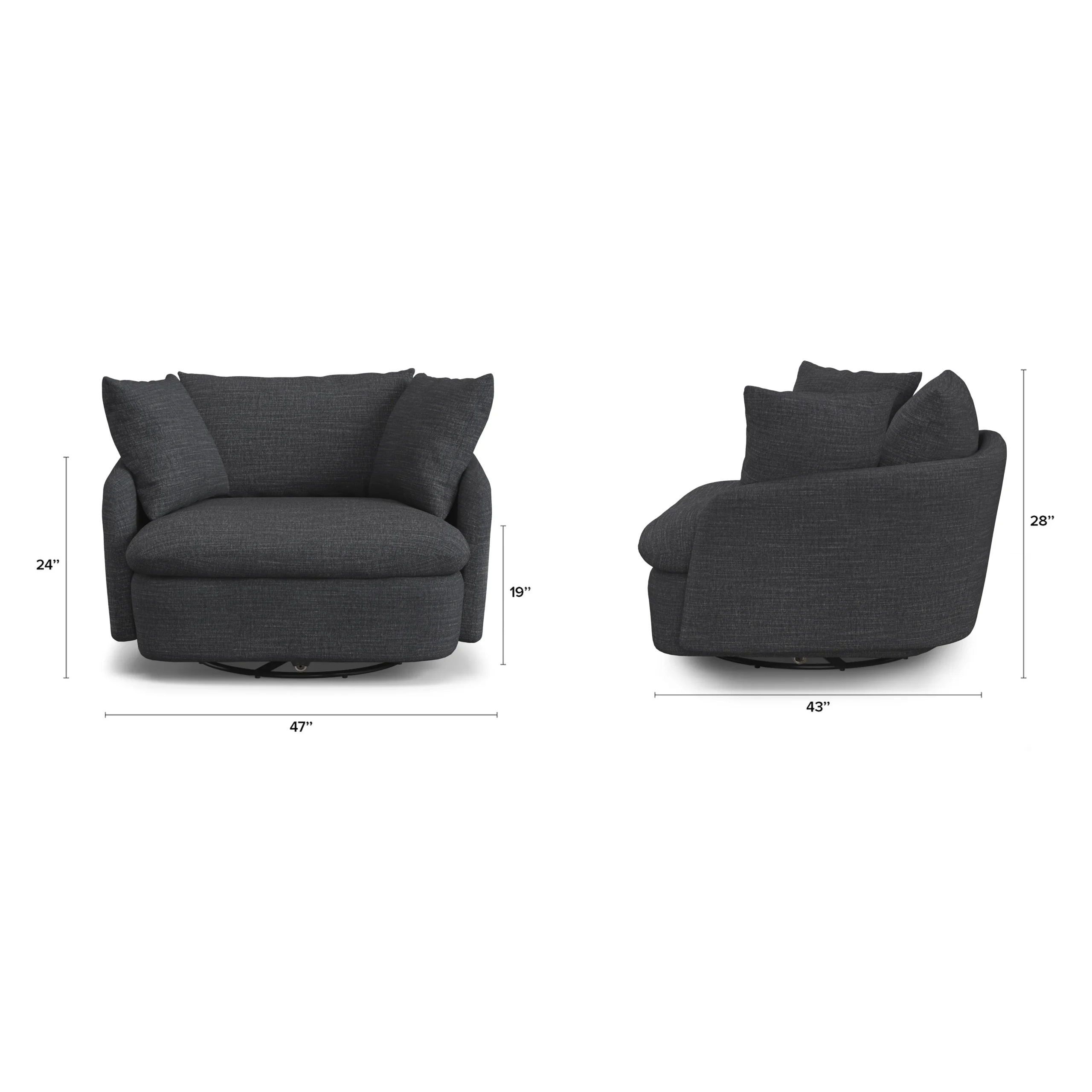 Leigh 47_ Grand Swivel Lounge Chair - Napa Charcoal - Image 2