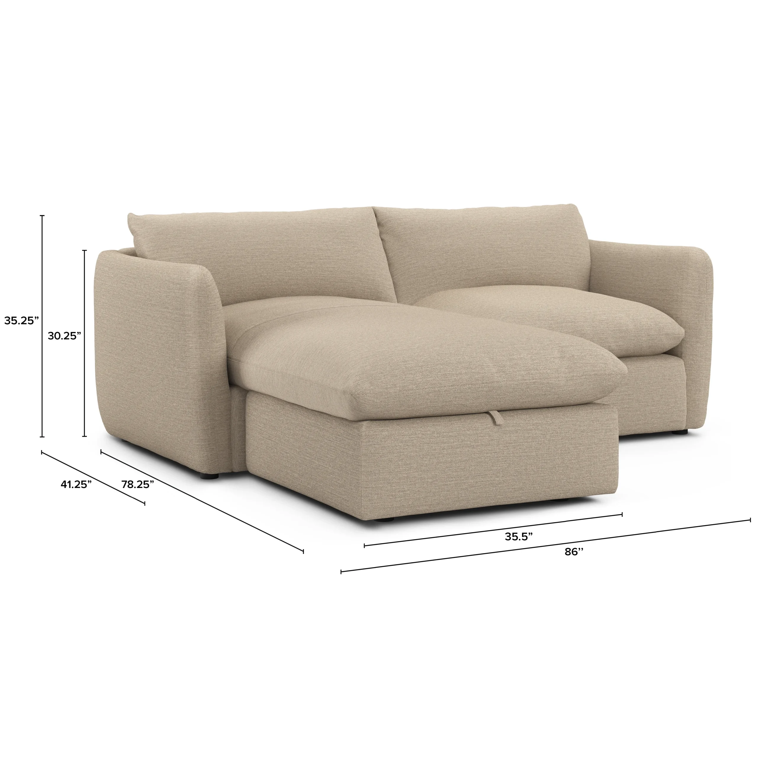 Leigh 86_ Reversible Storage Sleeper Sectional - Silver Taupe - Image 10