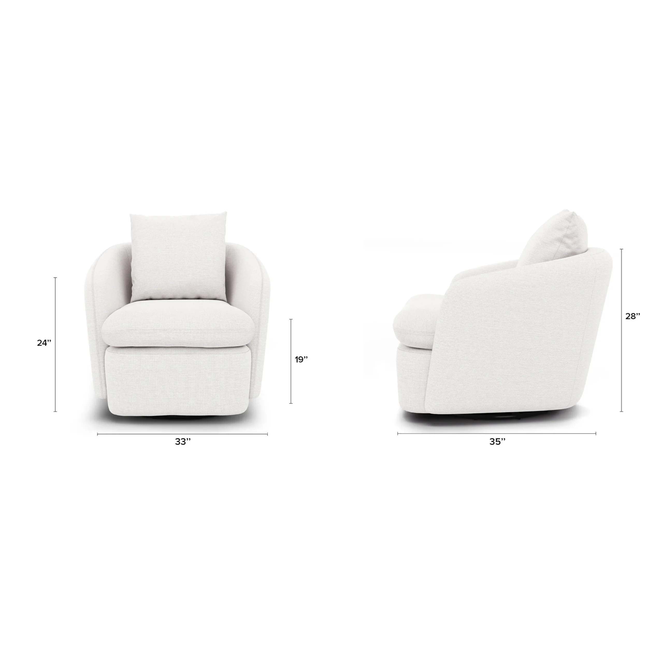Leigh 33_ Swivel Lounge Chair - Silver Ivory - Image 2