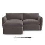 Leigh 86_ Velvet Reversible Storage Sleeper Sectional - Hale Warm Gray